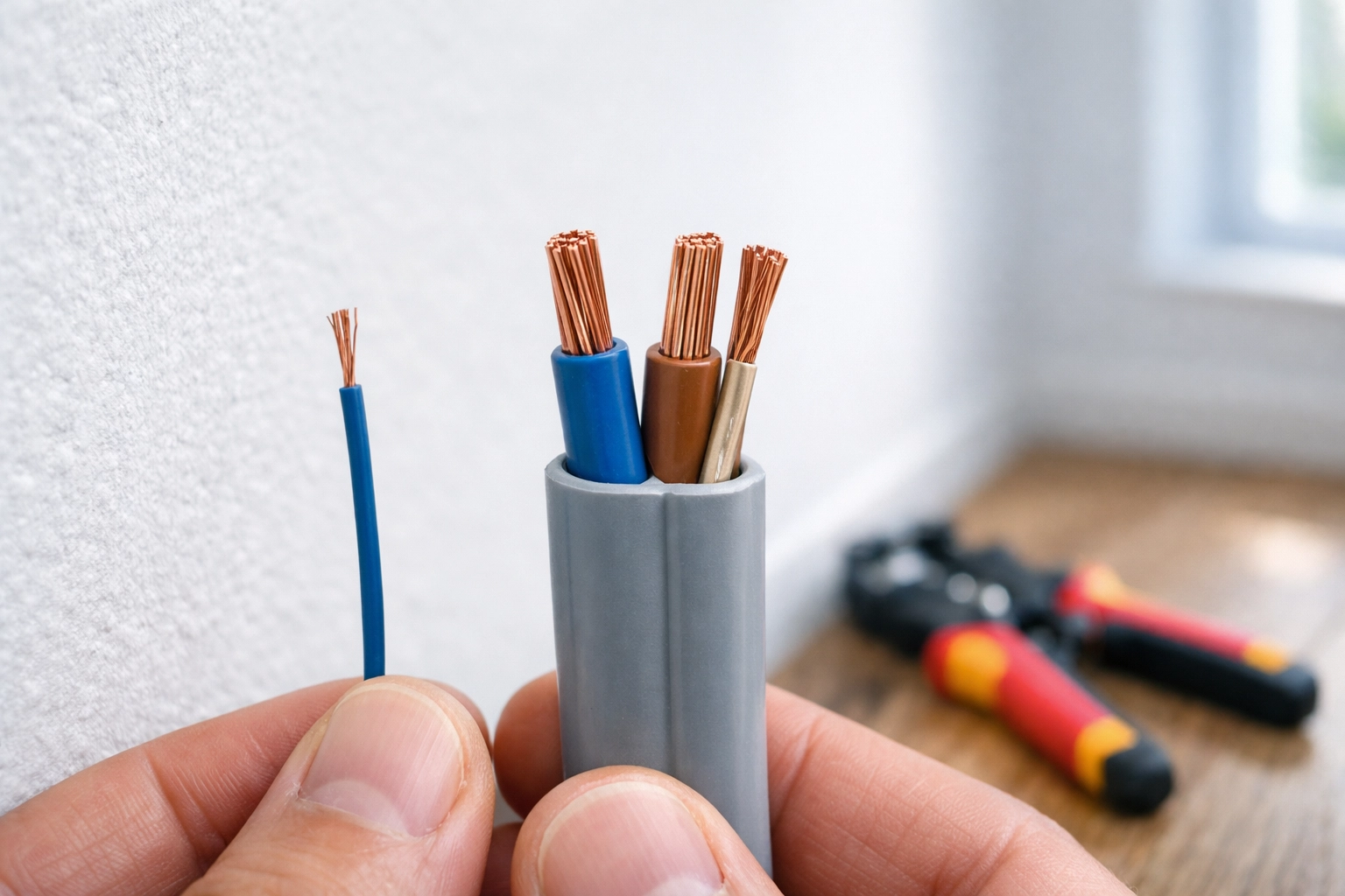 Comparison of professional 2.5mm electrical cable vs thin wire for safe installations in Bournemouth.