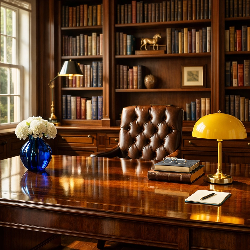 Dust-free luxury home office in a Groton estate reflecting high-end elite home maintenance.