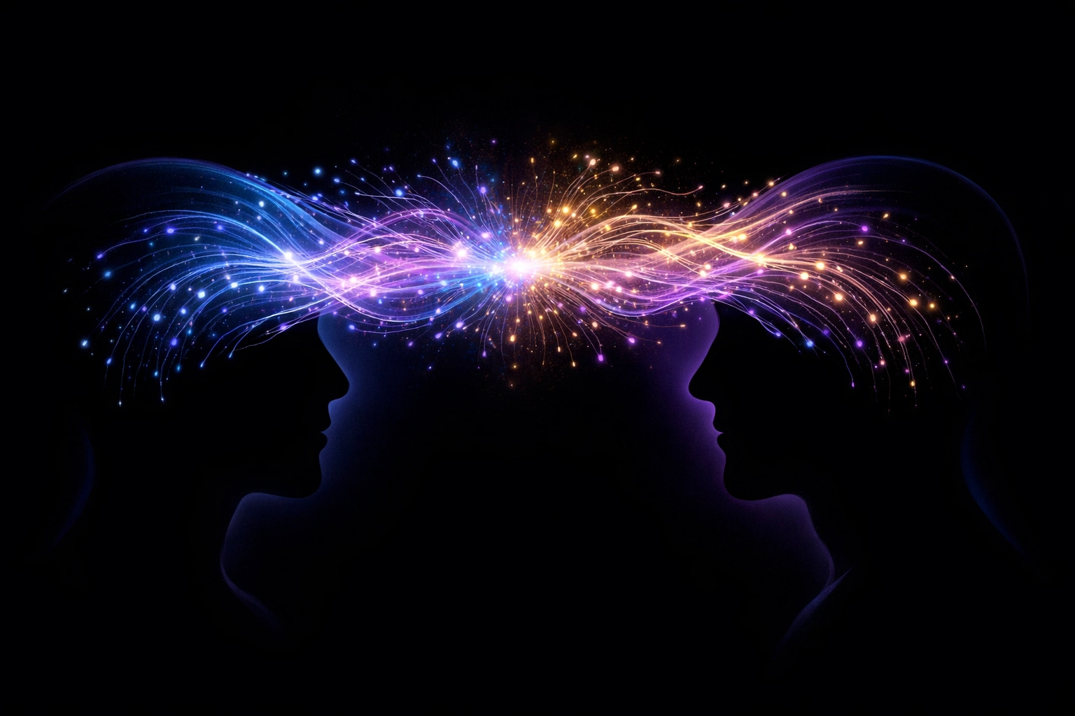 Two silhouettes connected by light showing how co-regulation can improve relationships.