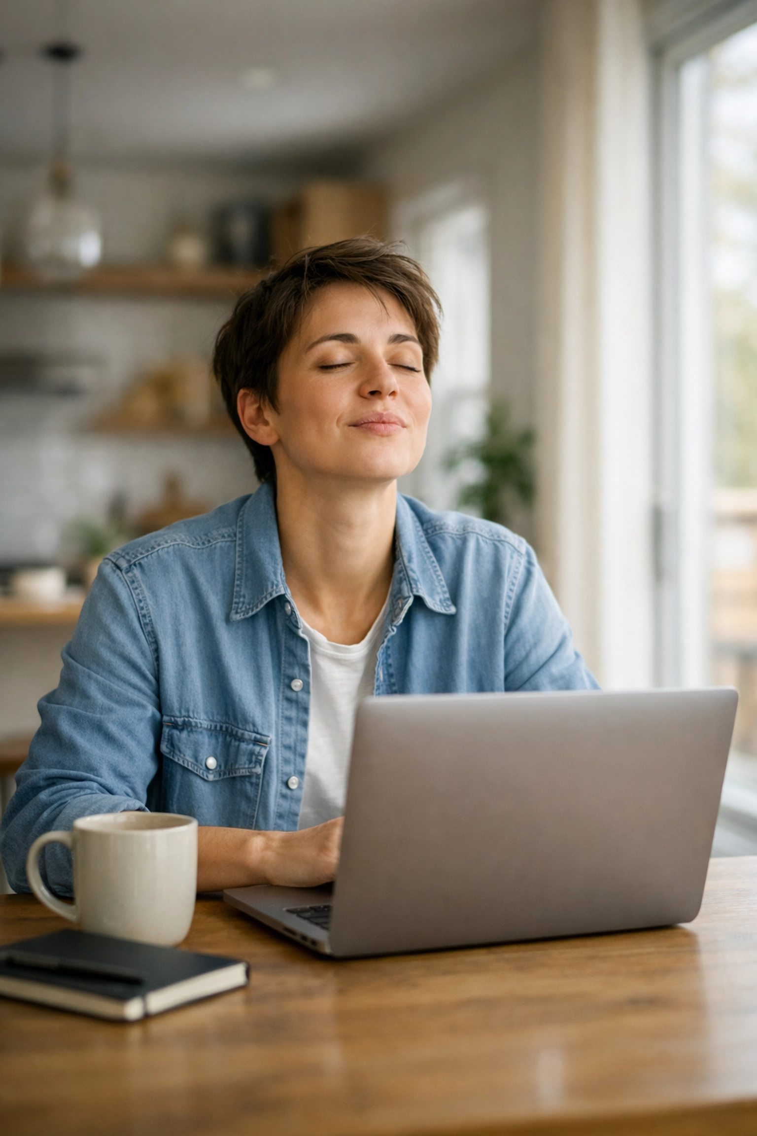 Relieved individual looking at a laptop after receiving a bad credit loan Canada for financial support.