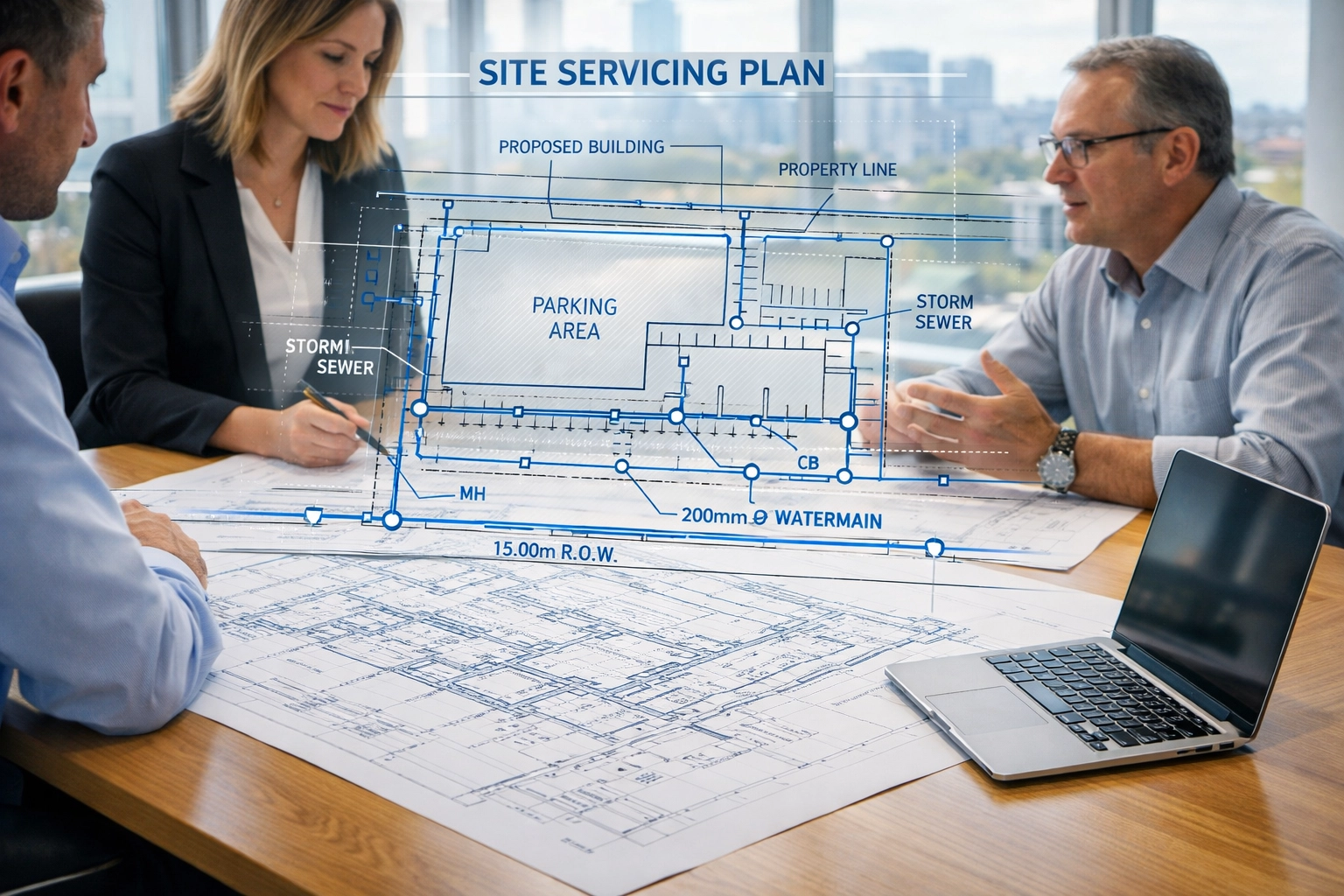 Professional engineering pre-consultation meeting in Ontario for site servicing and stormwater planning.