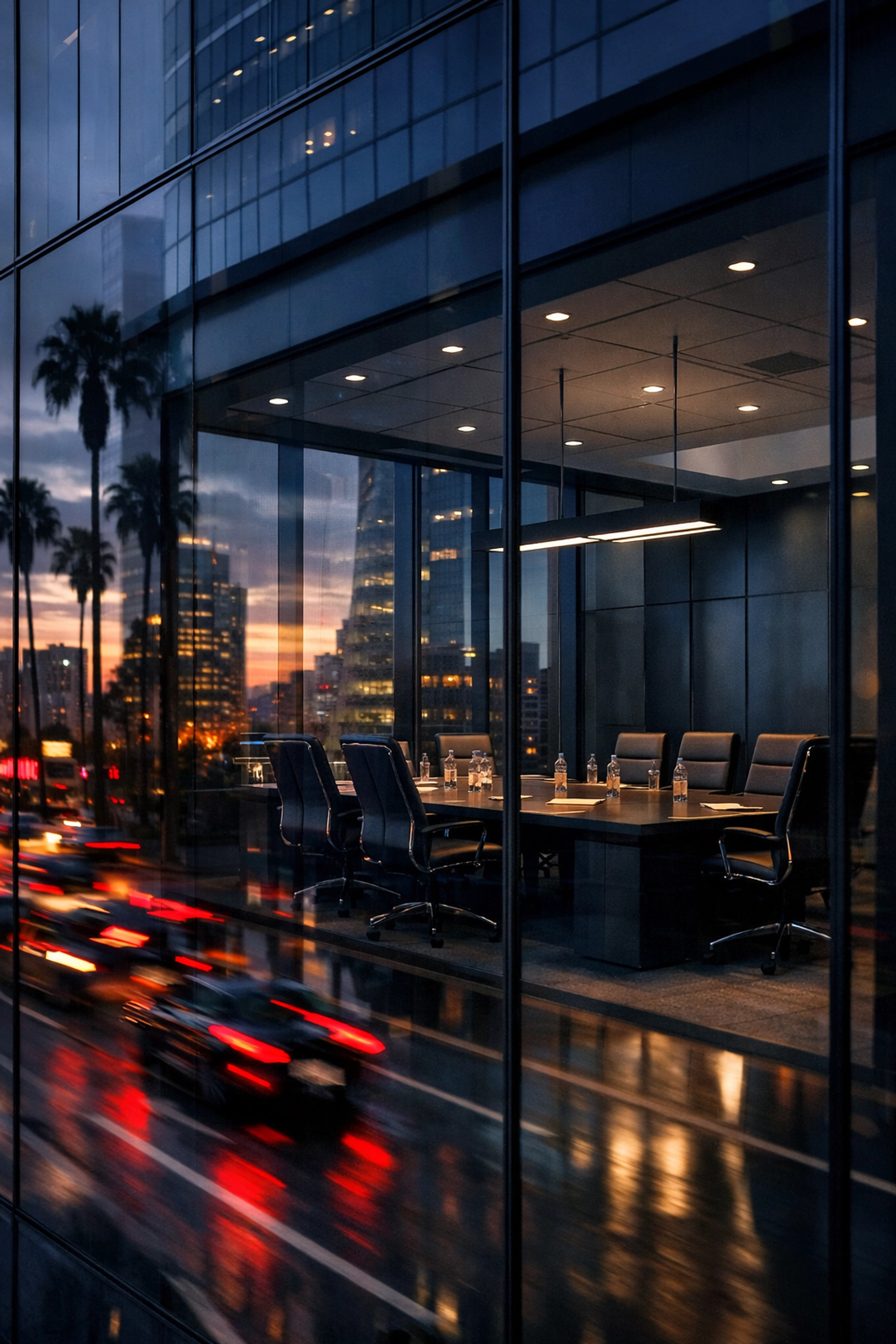 Skyscraper reflection illustrating CJ Olive Young’s strategic expansion into the US market.