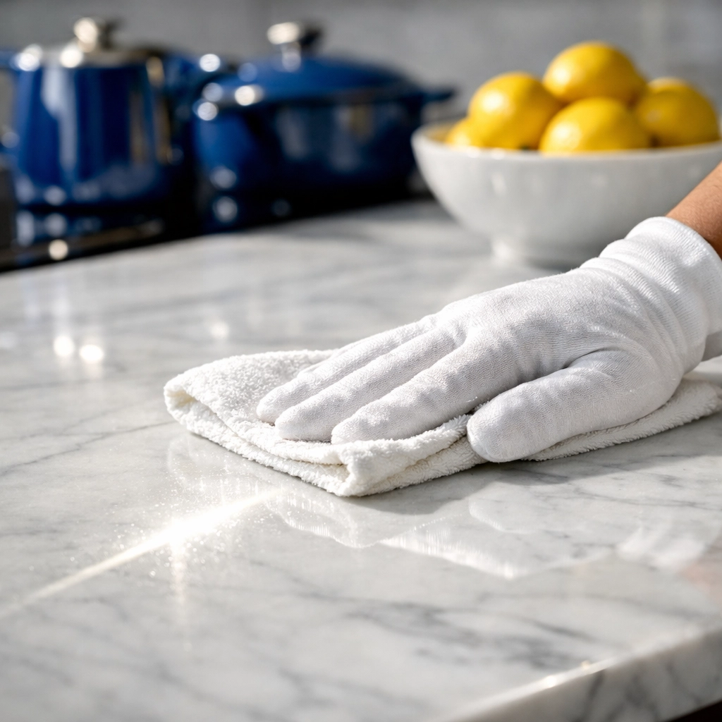 Sparkling marble kitchen after a thorough move-out cleaning Cambridge service.