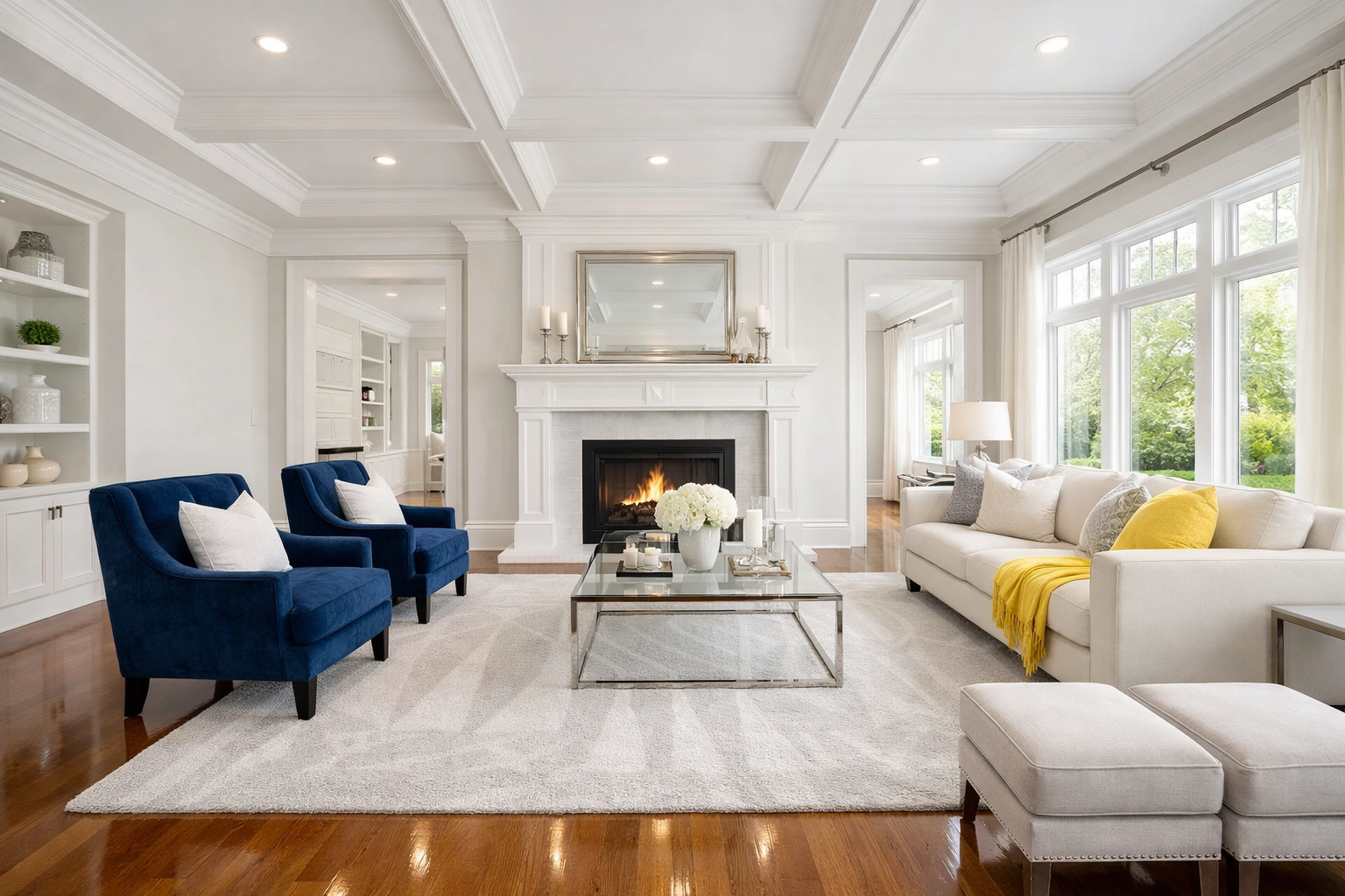 A perfectly clean living room in a Newton home after a deep Spring Cleaning in Massachusetts.