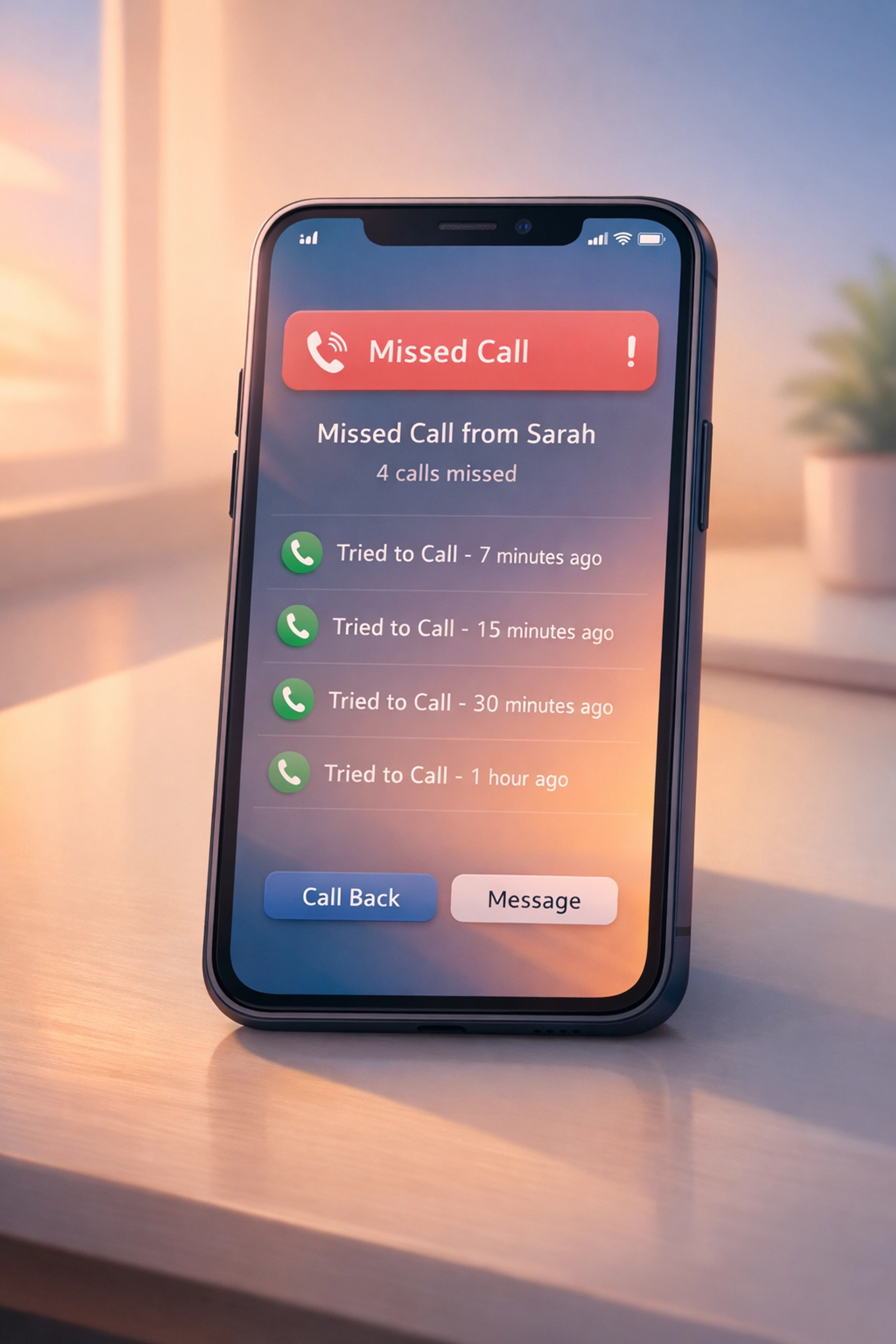 Smartphone showing multiple missed calls from potential family law clients
