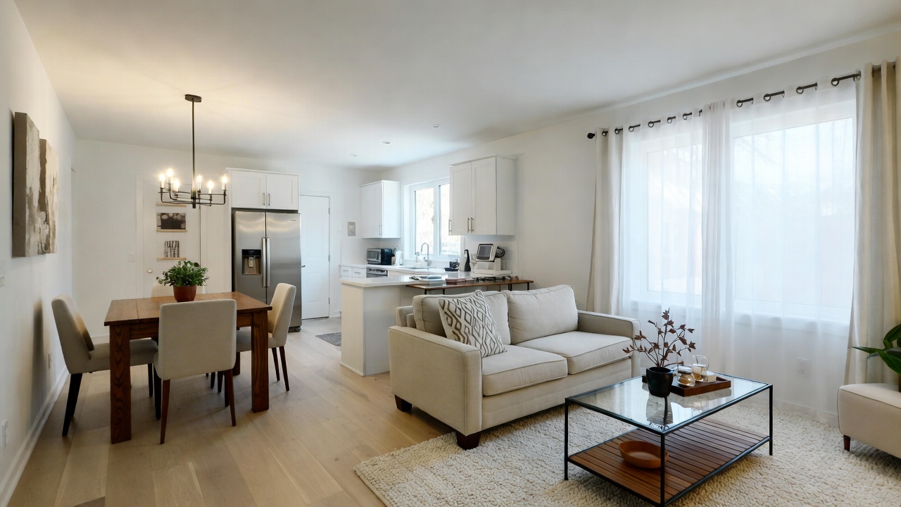 Bright Open-Concept Living and Dining Area