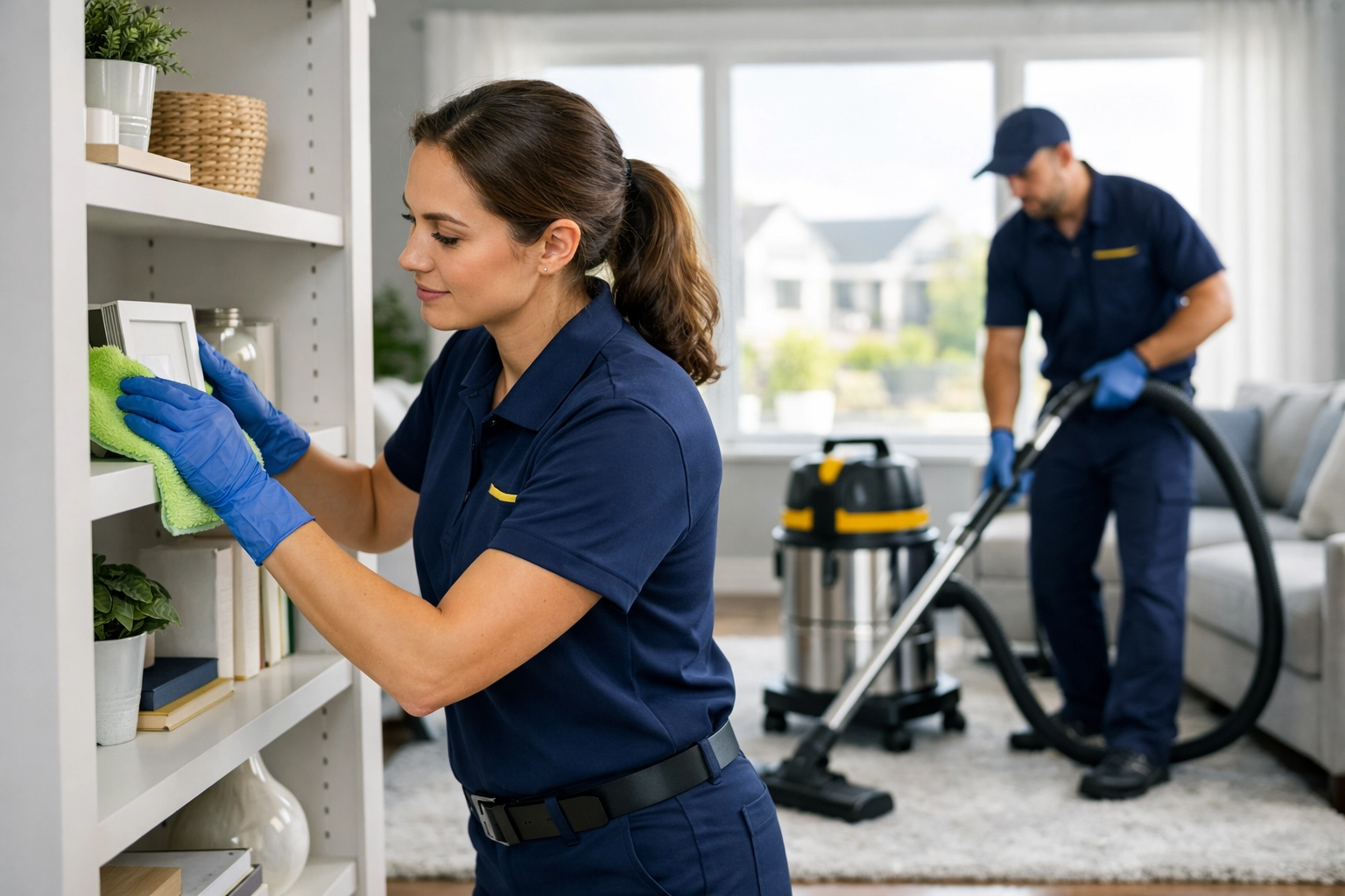 Professional cleaning team performing house cleaning Westborough to ensure a healthy and sanitized Massachusetts home.