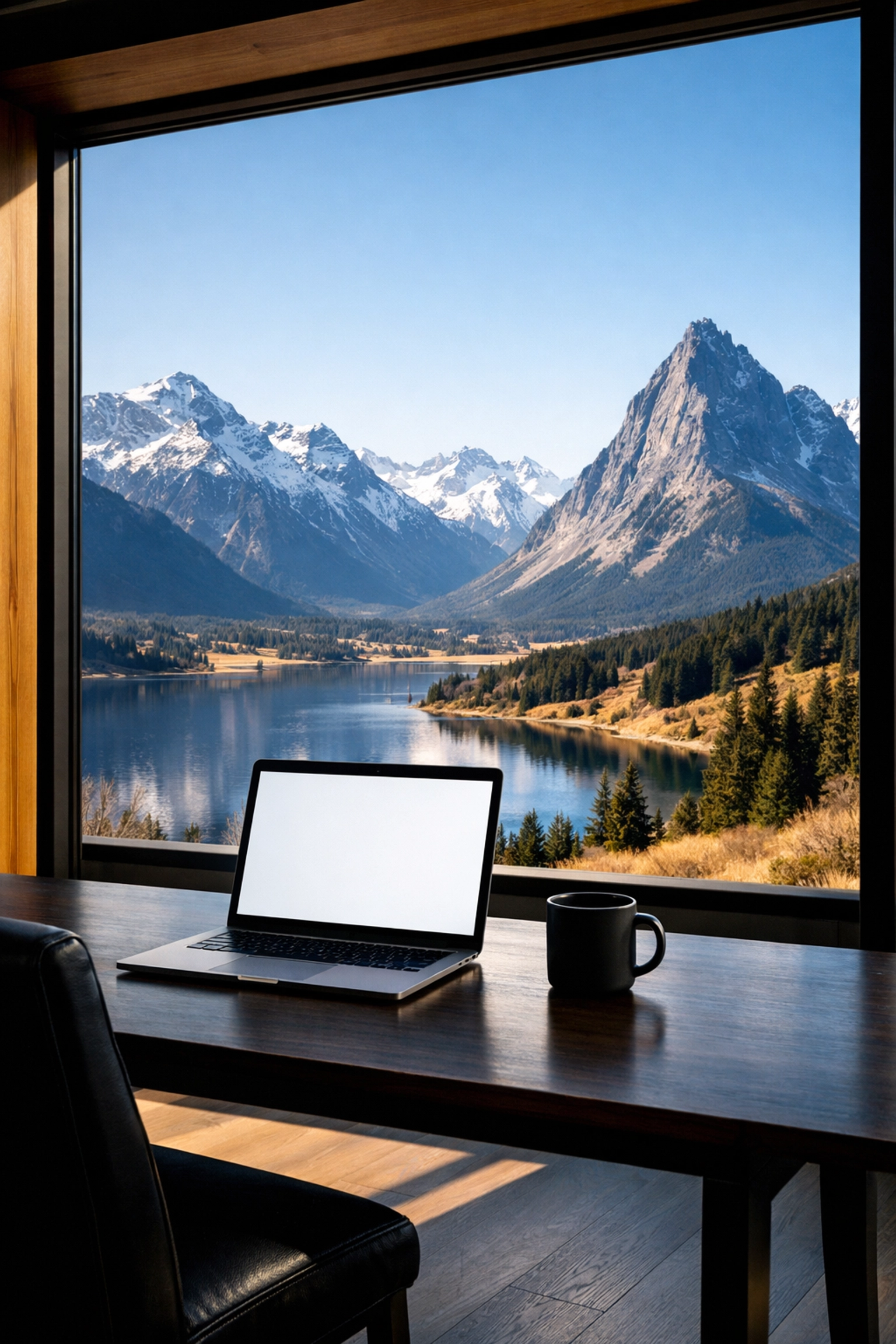 Minimalist remote office setup showcasing global connectivity for next-gen data analytics hiring.
