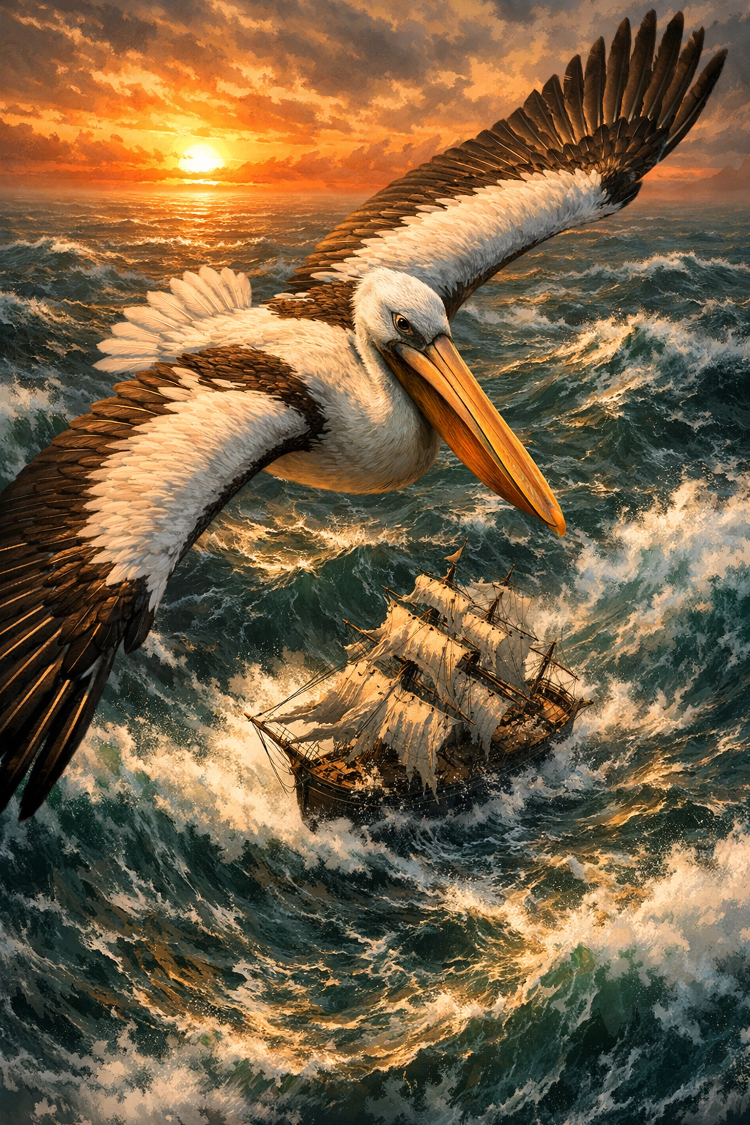 Pelican flying over clipper ship depicting New Orleans' 80% ATS dominance in recent NBA matchups.