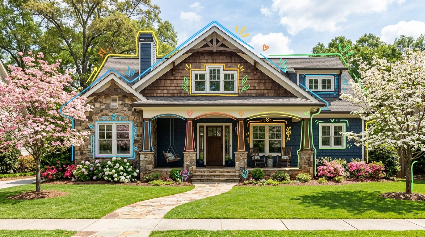 A beautiful Craftsman-style home in Marietta with modern AI-inspired hand-drawn accents. A beautiful Craftsman-style home in Marietta with modern AI-inspired hand-drawn accents.