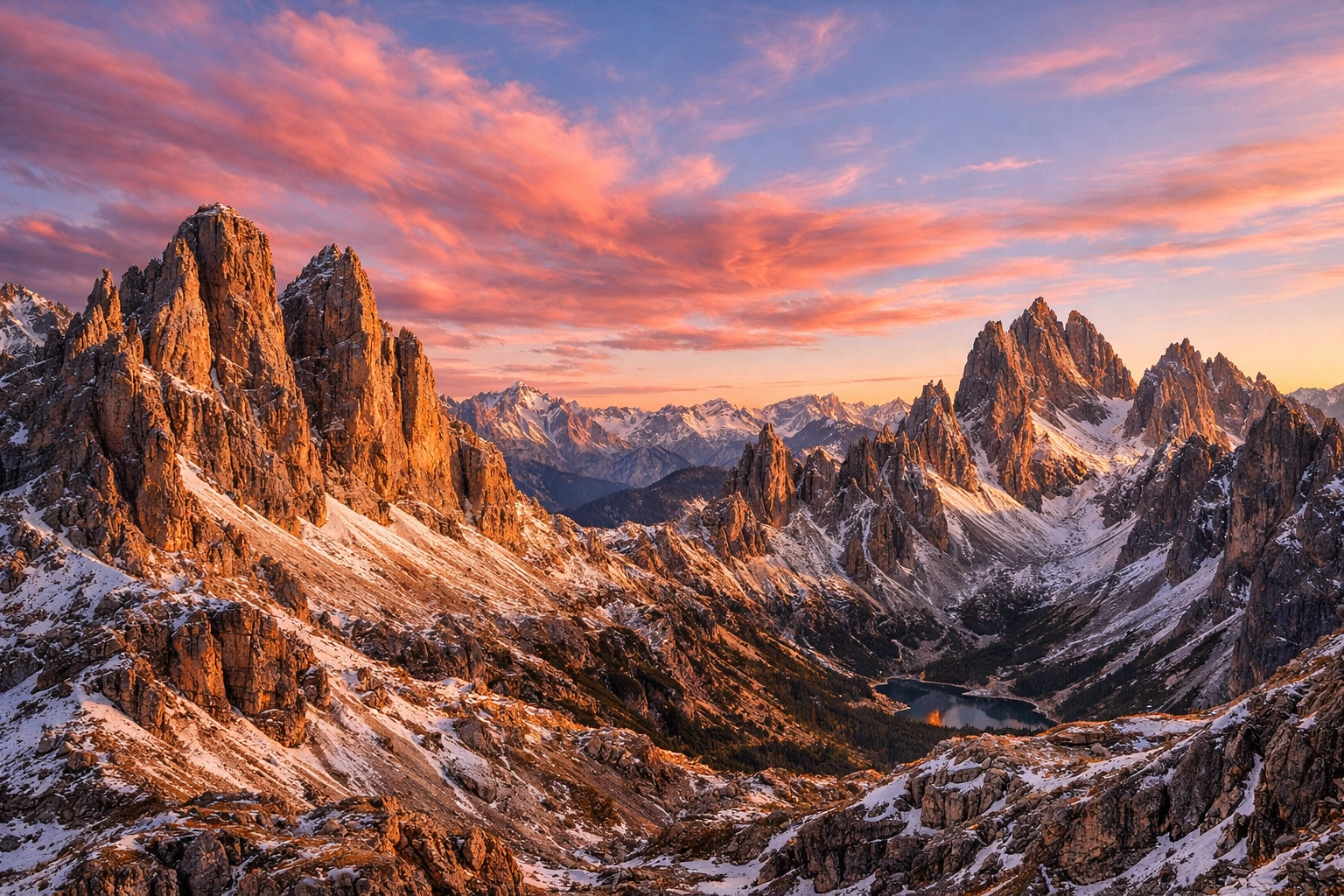 Stunning sunset landscape of the Italian Dolomites showcasing professional image quality.