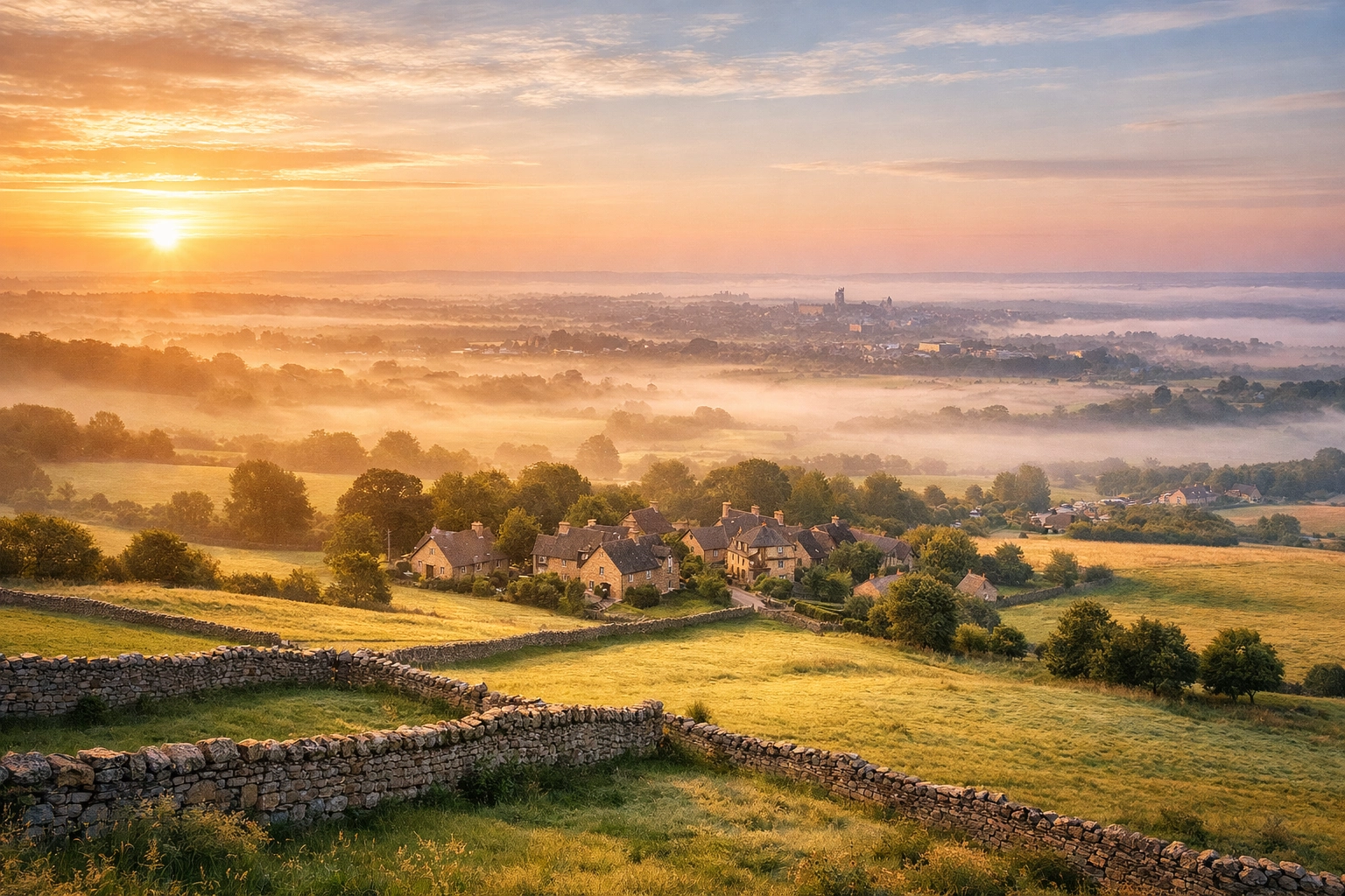 Sunrise view of the Wiltshire countryside near Swindon, representing the South West area covered by i-Spy CCTV.