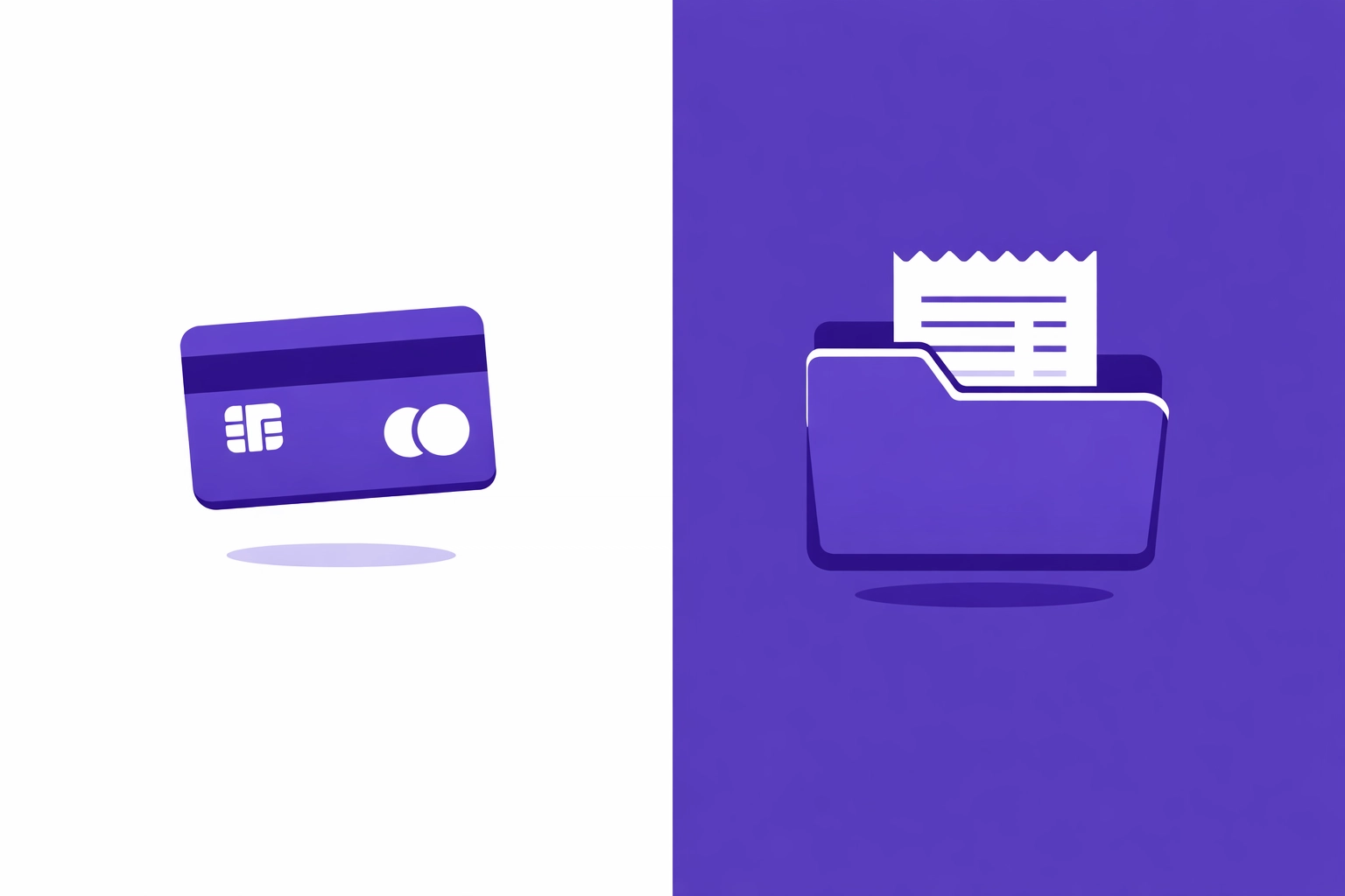 Bank card and receipt folder illustrating bookkeeping software expense tracking features