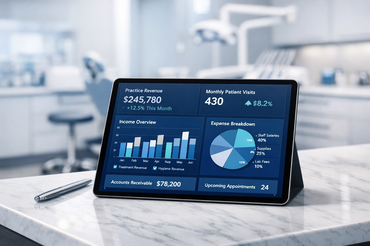 Digital payroll dashboard for a Dallas dental practice managing S-Corp compliance.