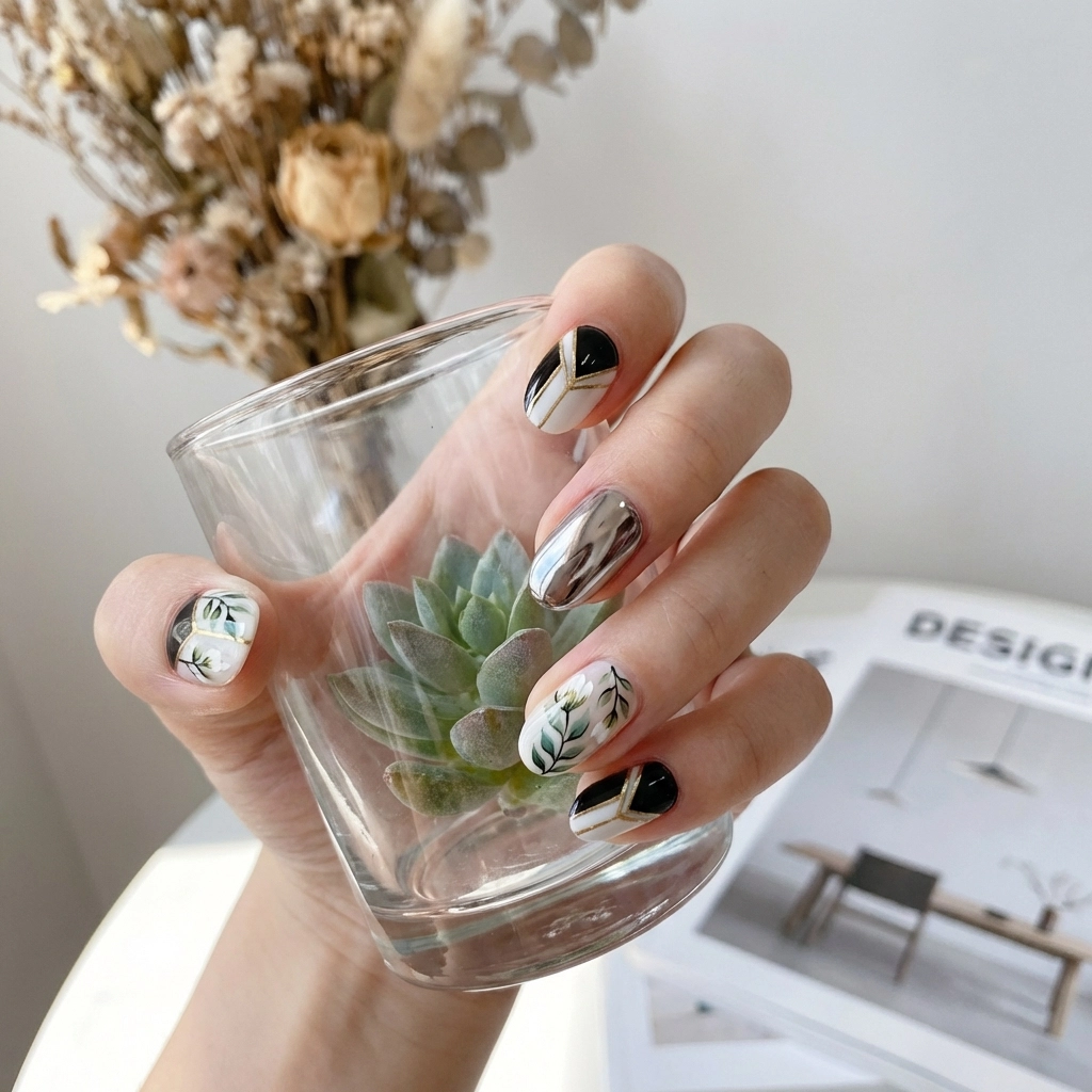 [HERO] Geometric Nail Art, Chrome Accents, and Botanical Designs: 15 Japanese Gel Trends to Try Near You