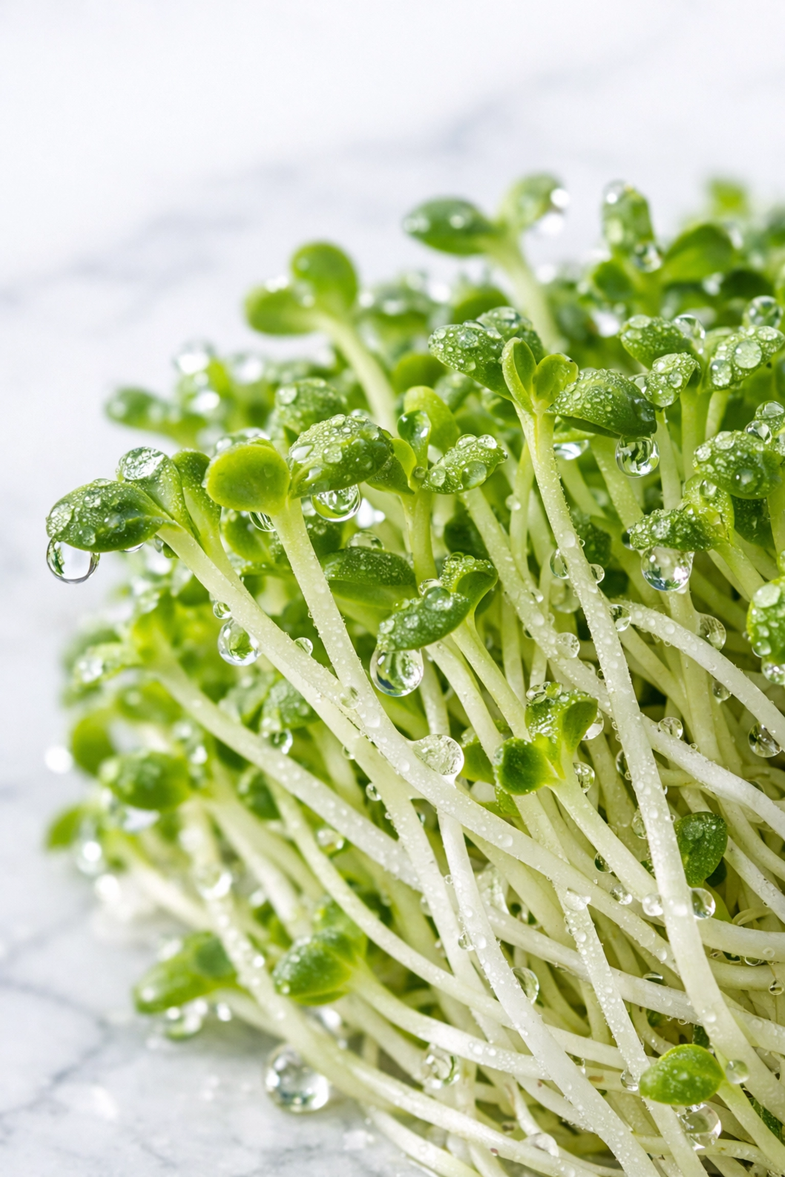 Close-up of fresh broccoli sprouts, a potent source of sulforaphane for reducing inflammation.