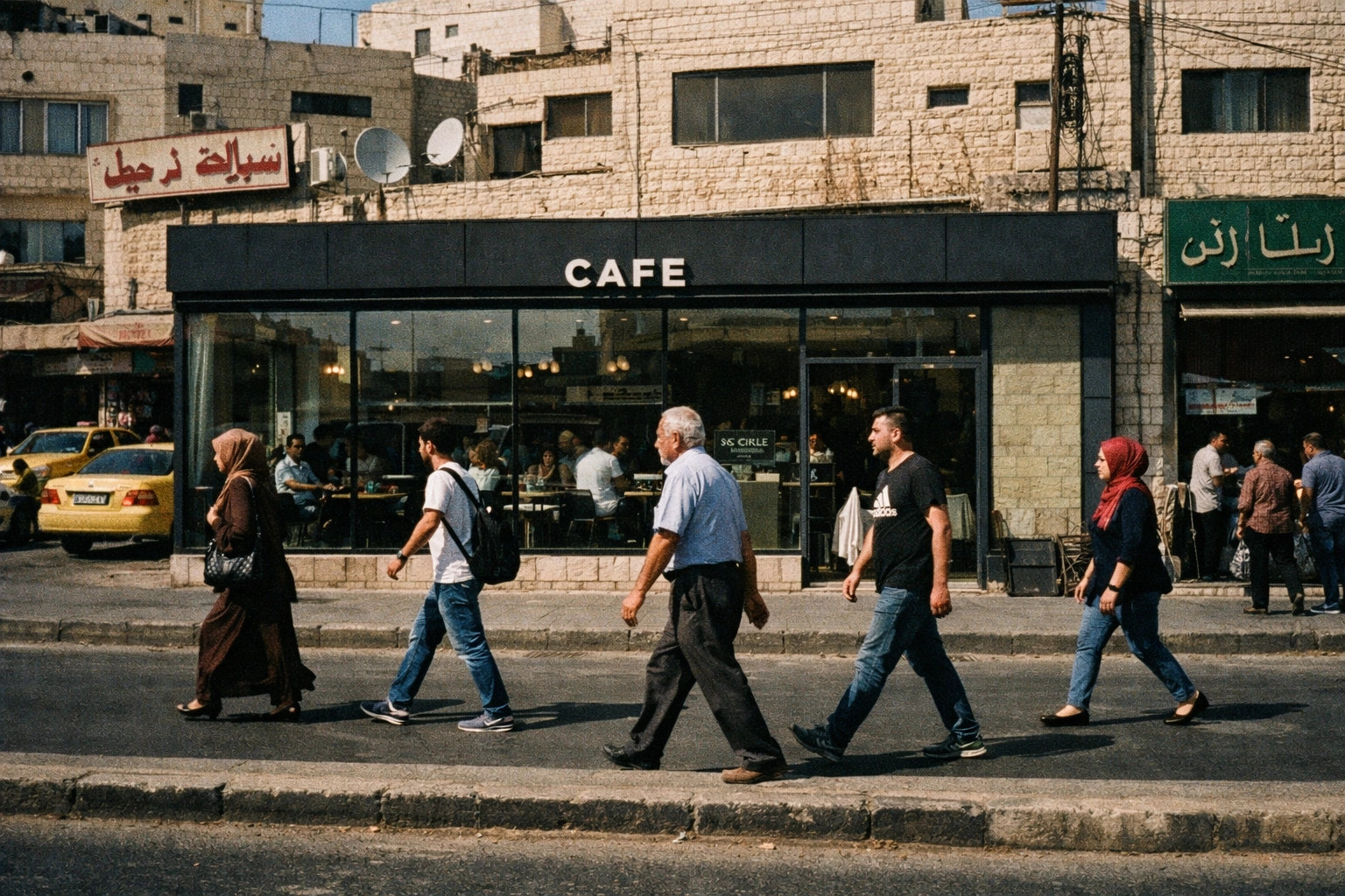 Modern The Venti storefront in Amman's 7th Circle, a key site for K-coffee international market entry.