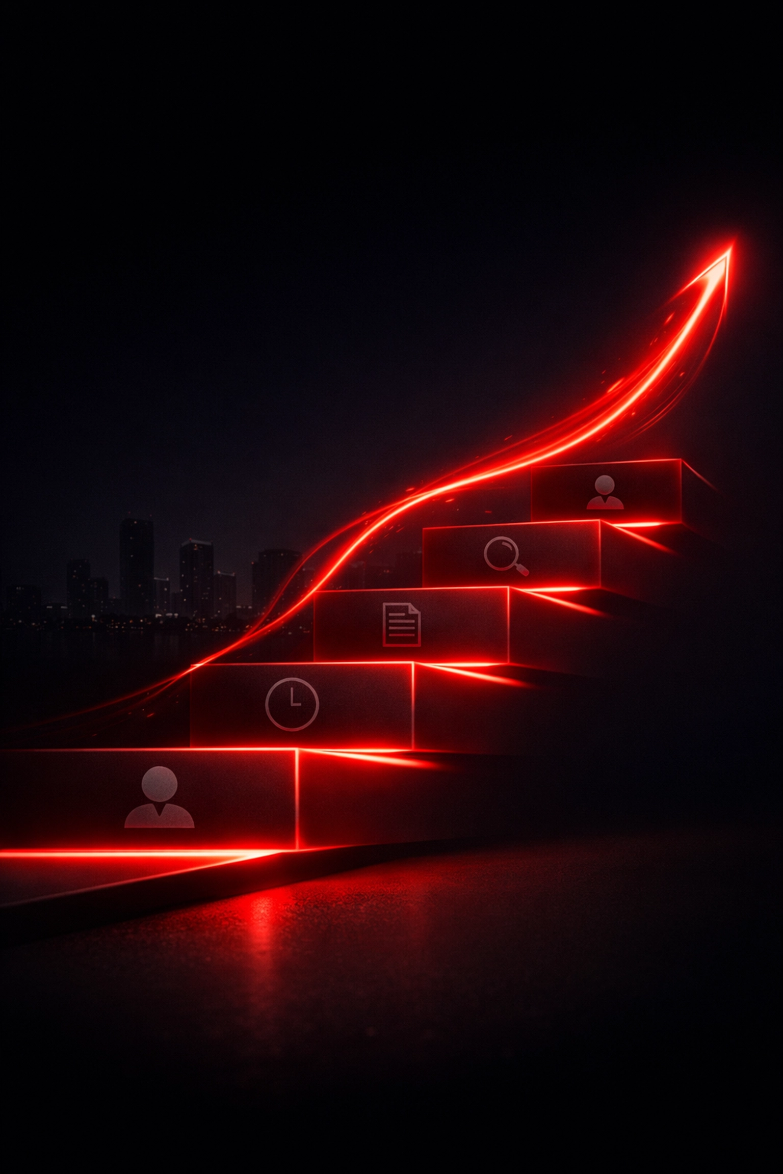 A rising graph staircase representing increased organic traffic and improved digital marketing ROI.