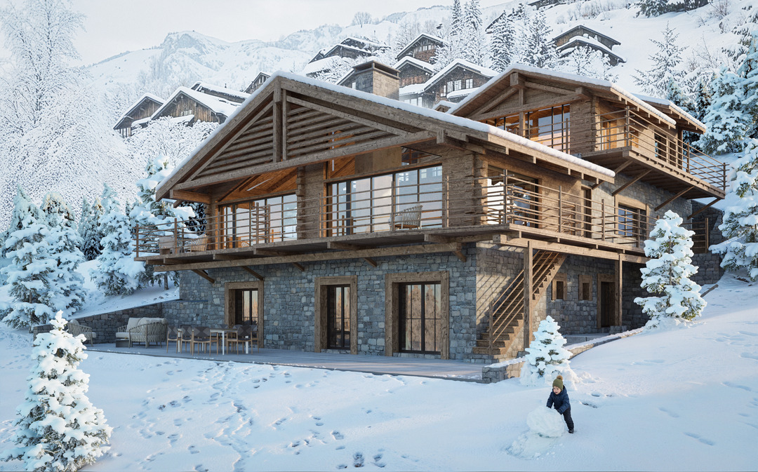 Modern luxury chalet in Verbier with extensive glass façades and timber accents
