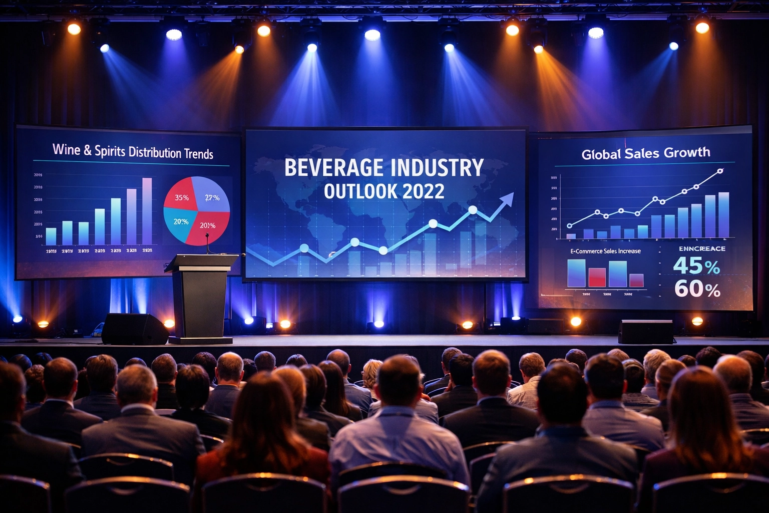 WSWA Access LIVE 2026 keynote stage at Caesars Forum with attendees viewing industry presentation