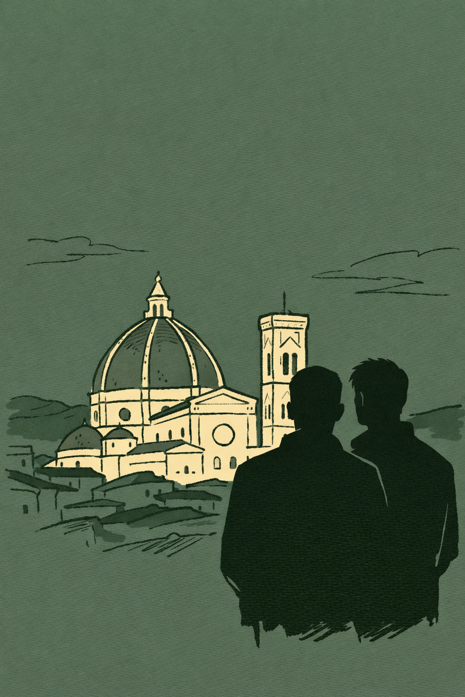 Gay couple near Florence Duomo exploring the city's hidden LGBTQ+ nightlife scene