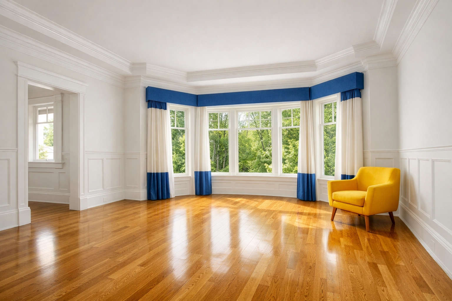 Spotless empty bedroom with hardwood floors for move-in house cleaning Dover MA.