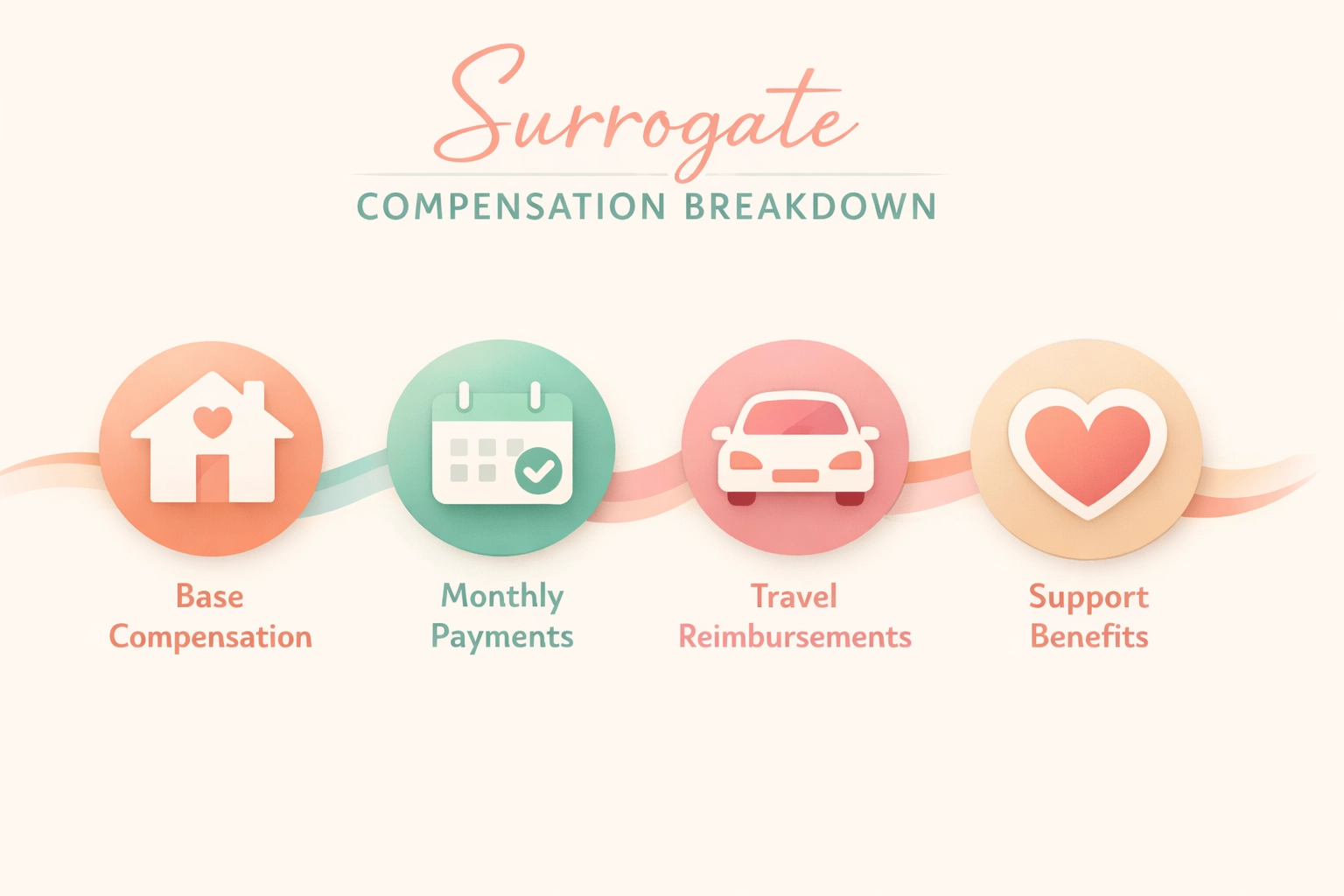 Surrogate compensation breakdown showing base pay and reimbursement categories