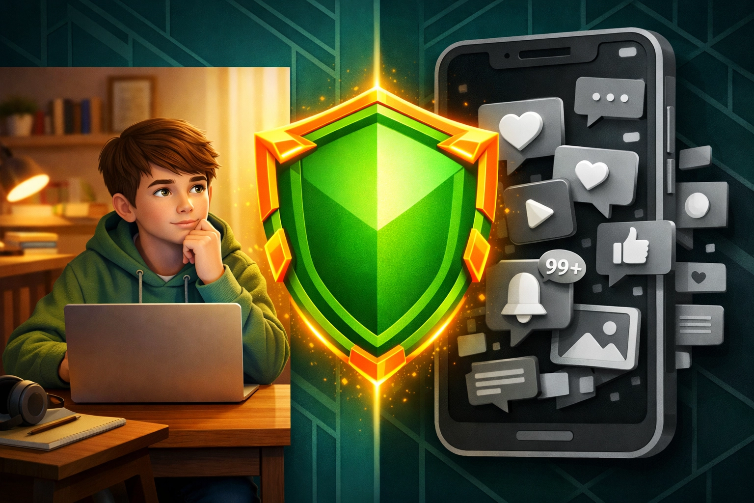 Teen practicing digital wisdom and online safety with faith-based guidance