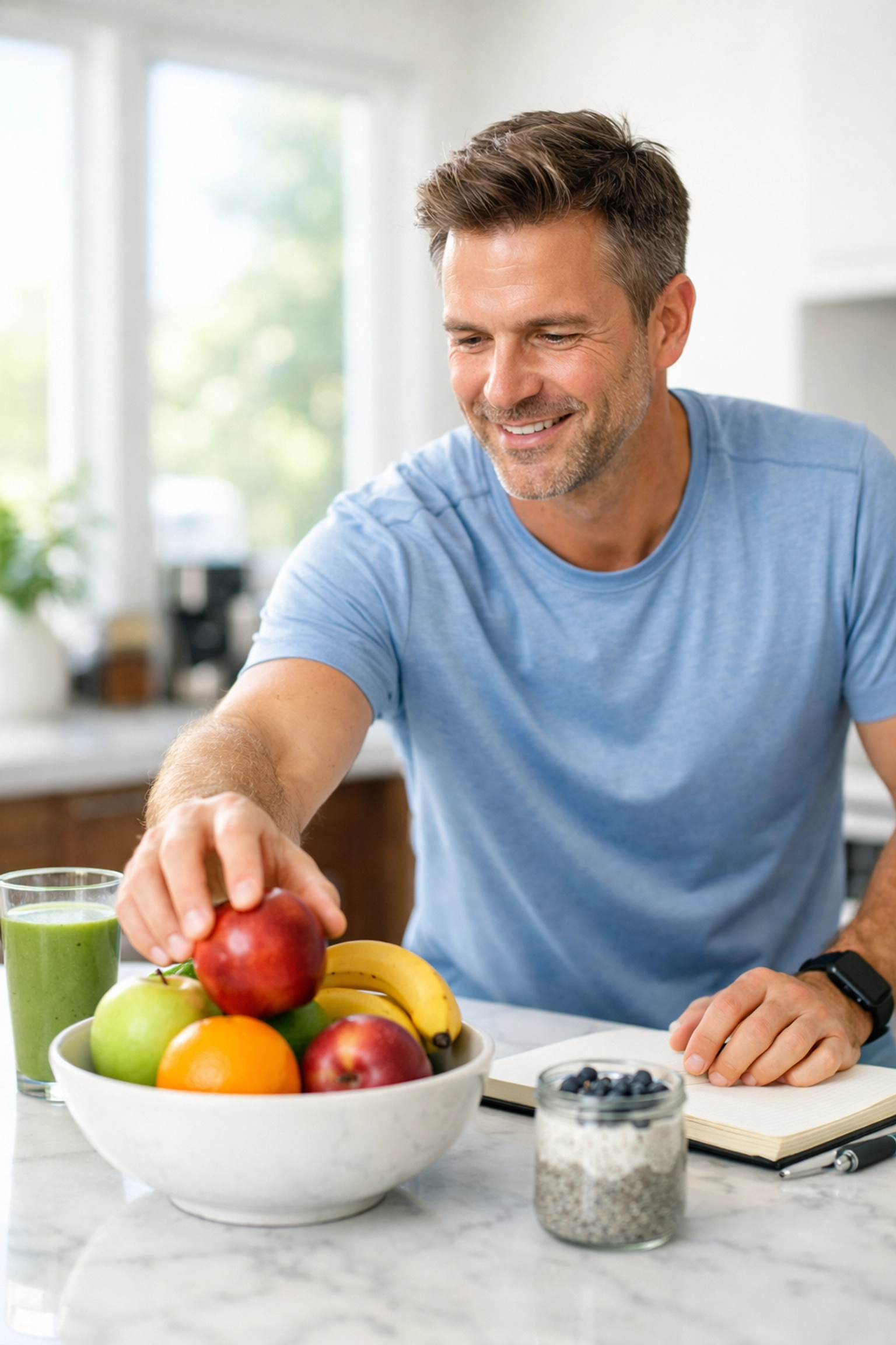A man practicing a healthy lifestyle as part of a medically supervised weight loss program.