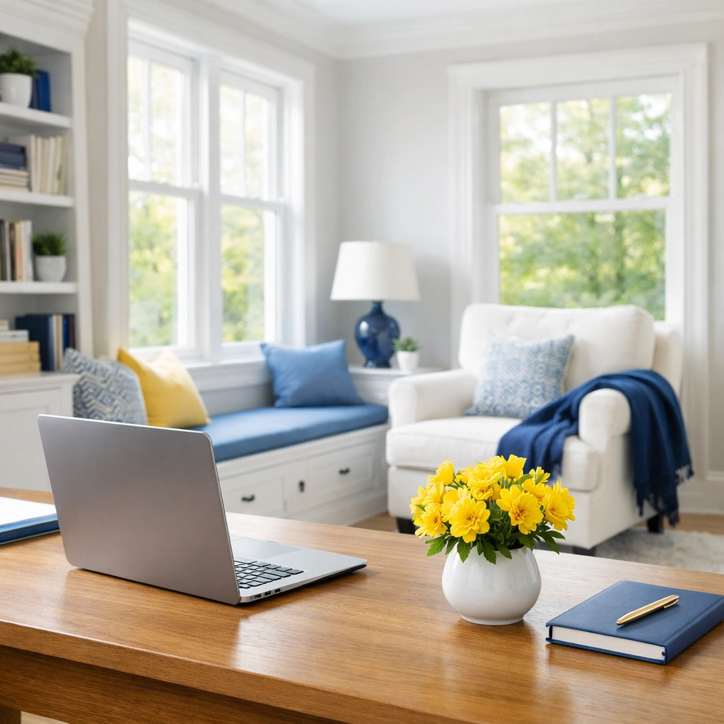 Spotless residential home office in Groton MA showing the stress-free results of professional cleaning.