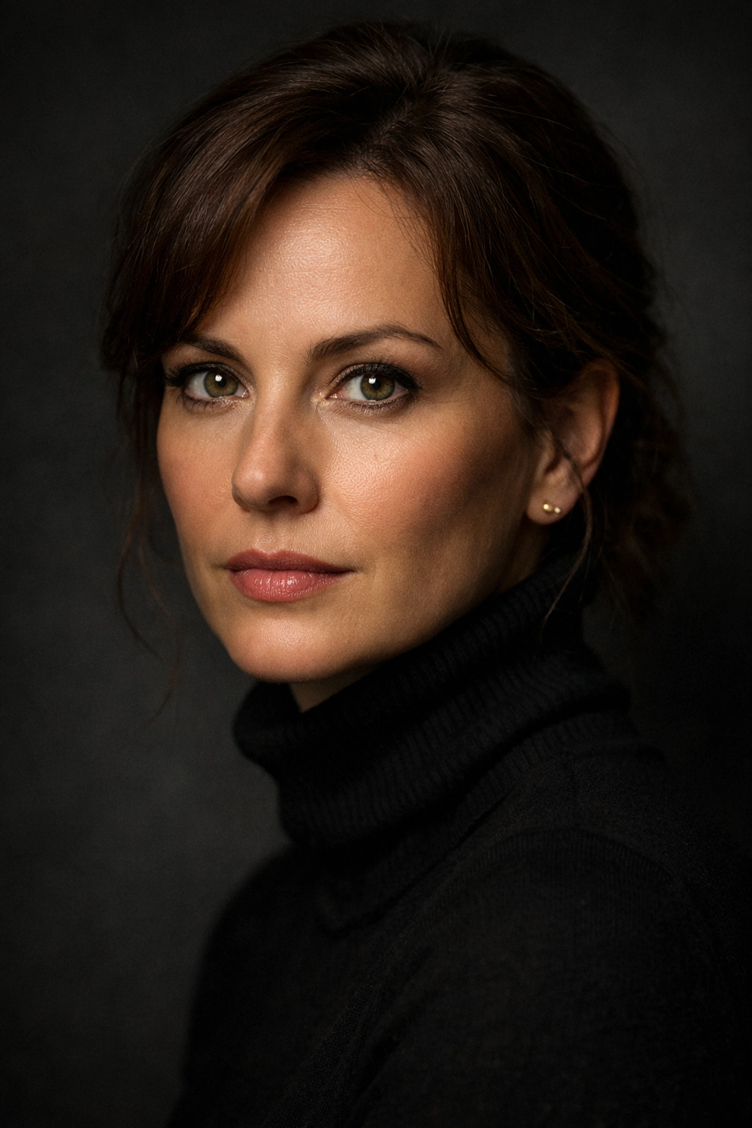 Classic Rembrandt lighting on a subject's face, a staple of advanced portrait photography techniques.