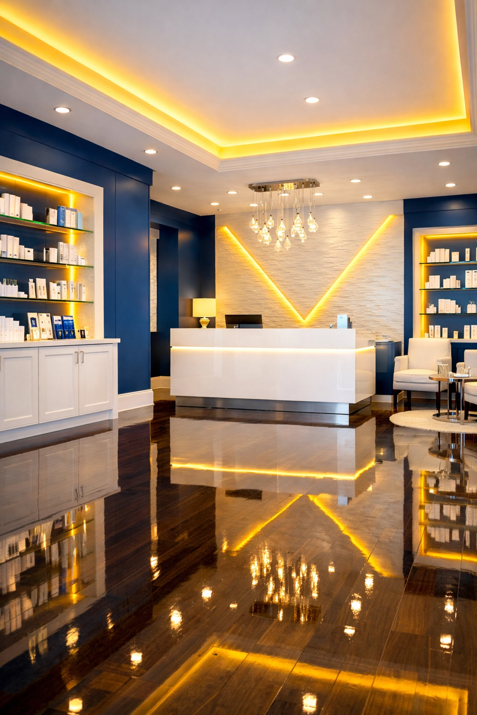 Polished floors in a sanitized Seekonk medical facility showing high-quality commercial cleaning.