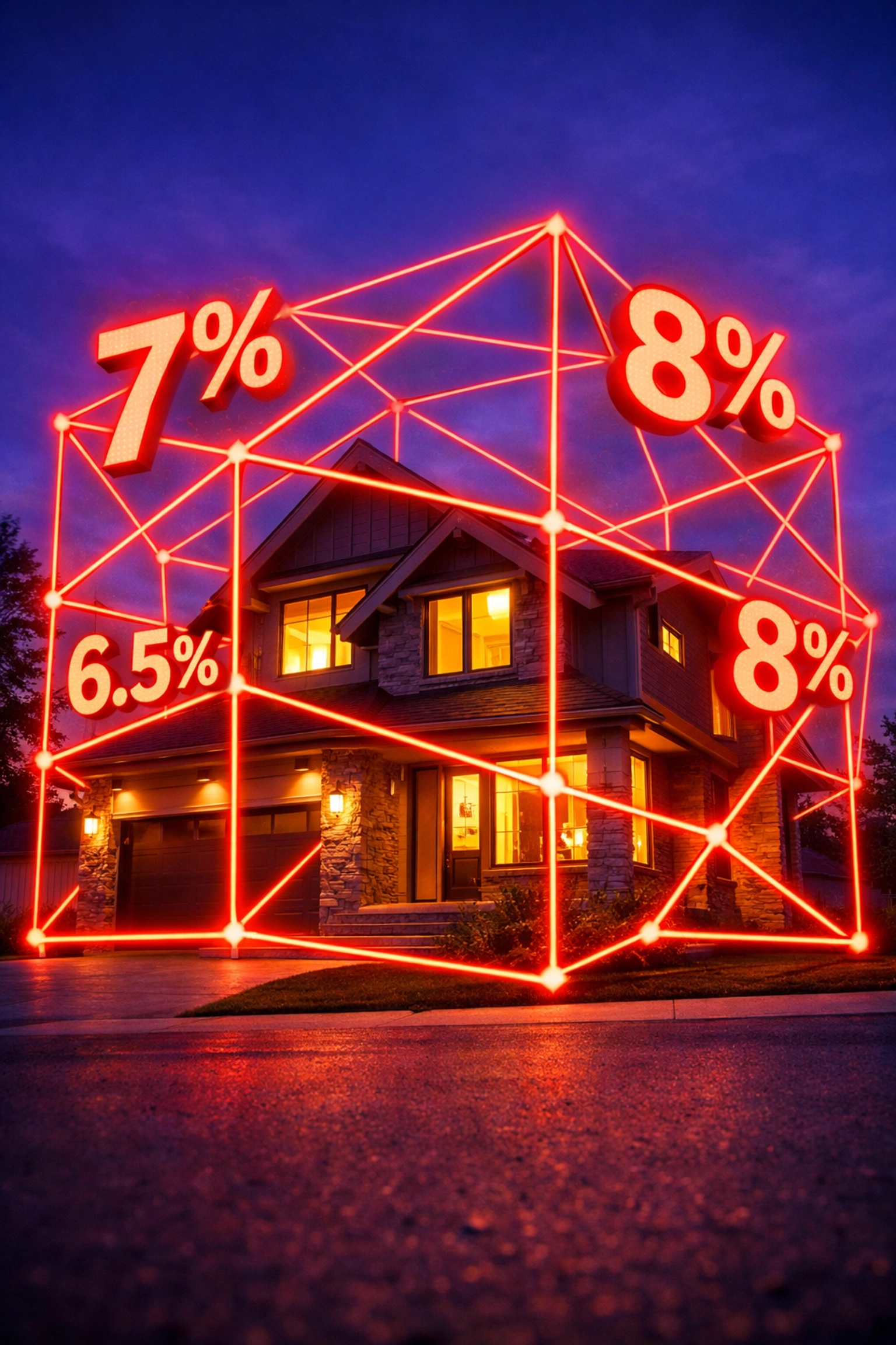 House trapped by rising interest rates showing how Fed policy affects mortgage affordability