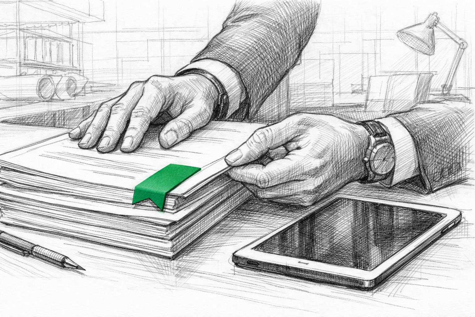 Organized documentation and tablet ready for IDCEC or AIA accreditation portal submission.