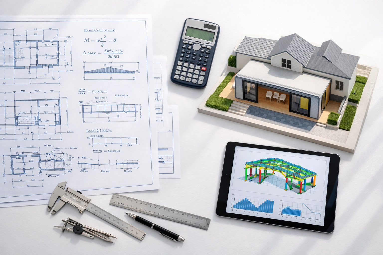 Structural engineering calculations and drawings for residential extension project