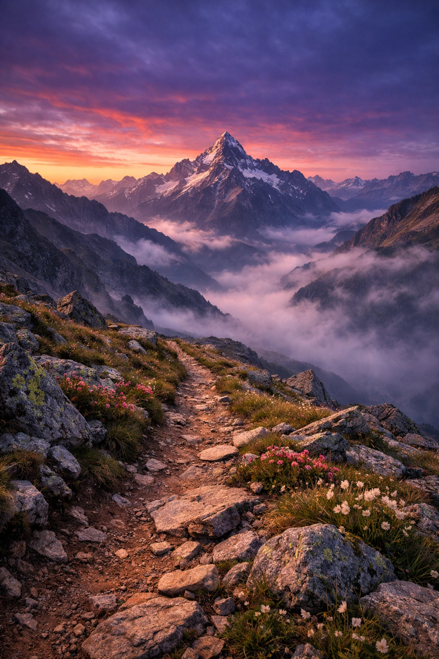 Breathtaking landscape photography of mountains at dawn for composition photography tutorials.