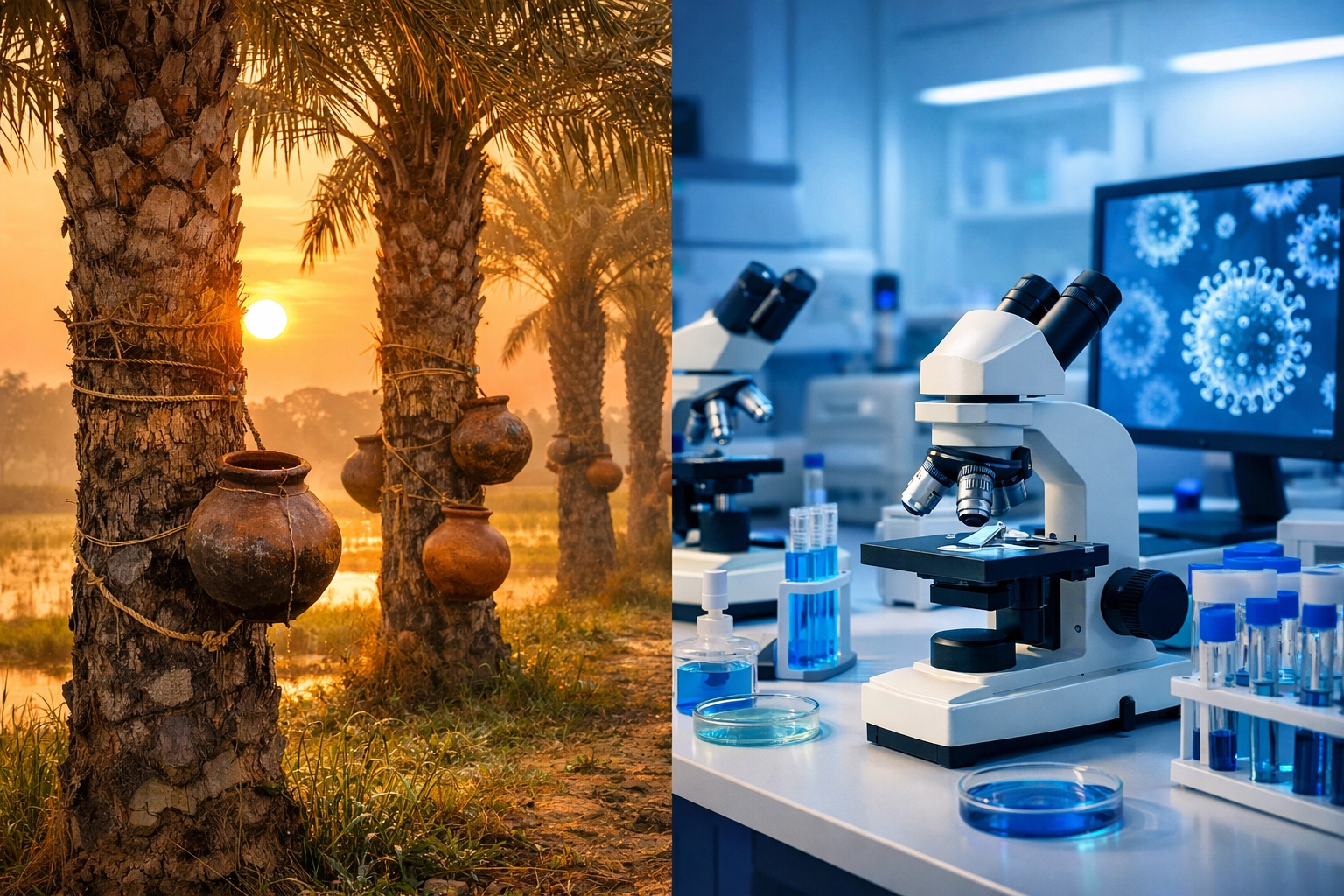 Date palm trees in Bangladesh and disease surveillance laboratory equipment