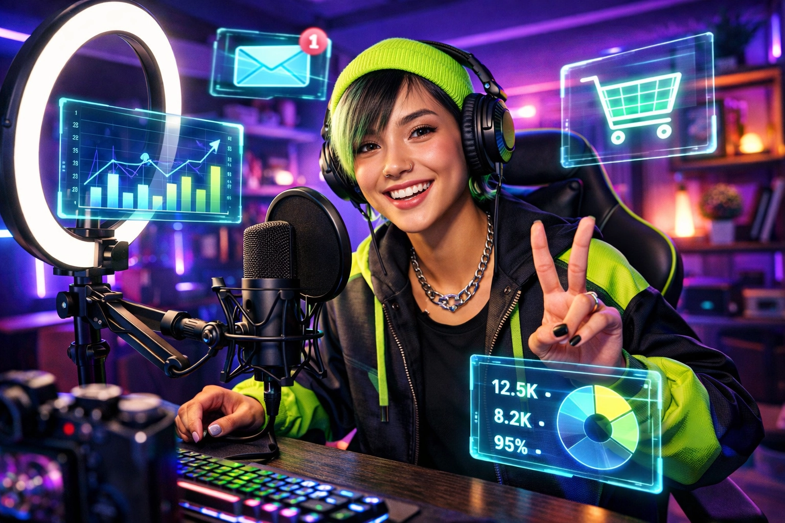 Content creator using AI for content marketing for small business monetization and passive income.