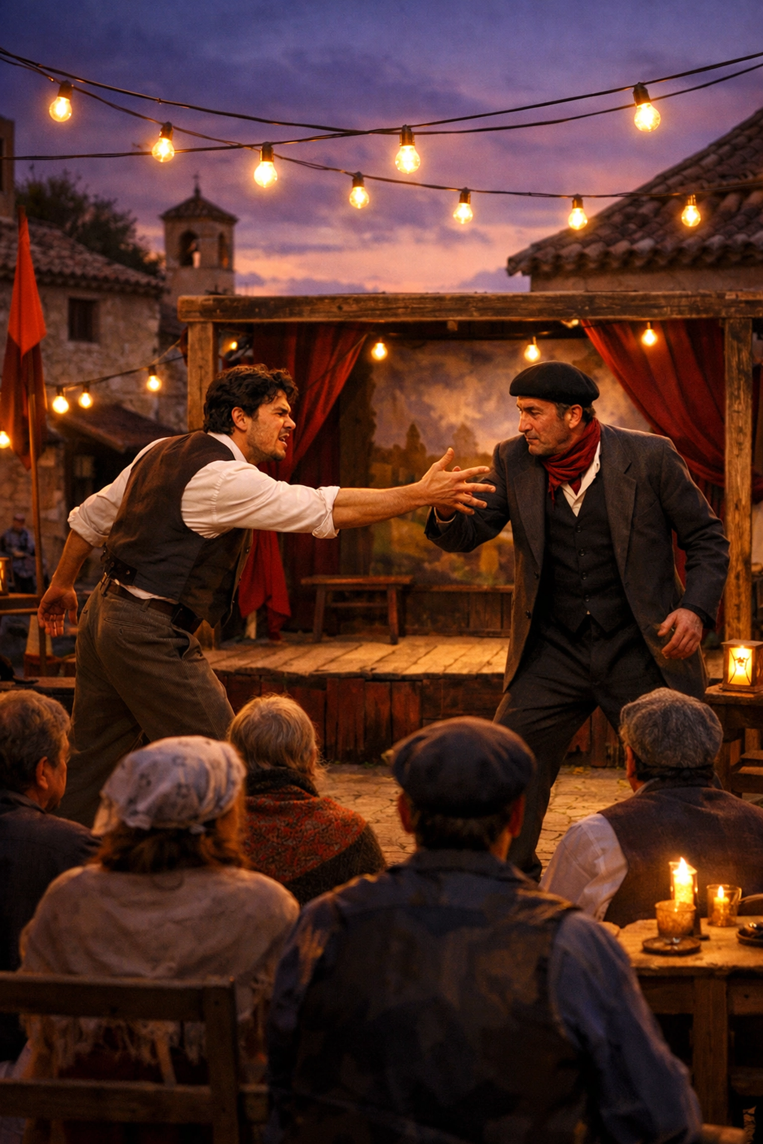 La Barraca theater performance depicting gay themes in 1930s Spanish village square