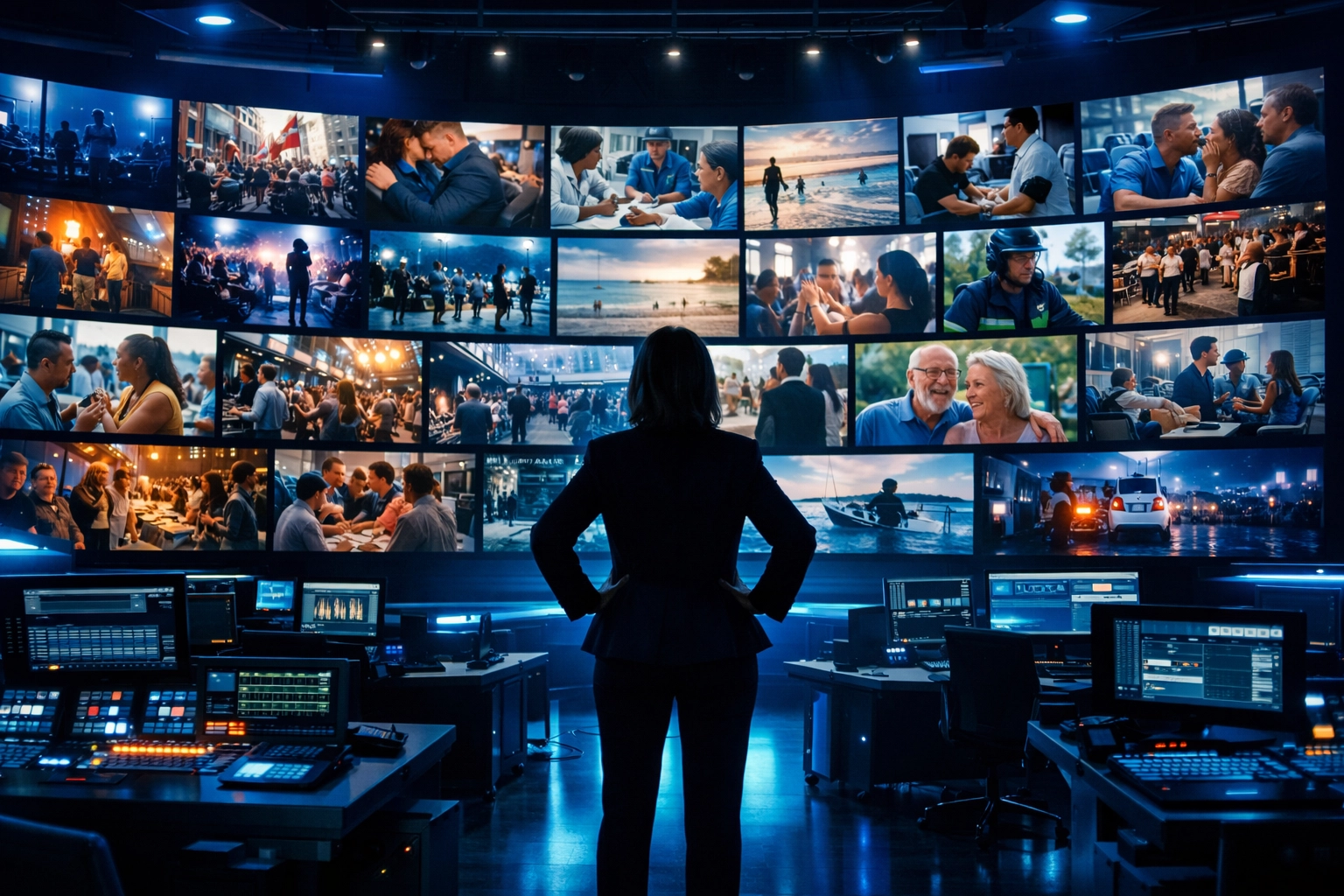 Nicole Silveira overseeing unscripted television development in a modern production suite.