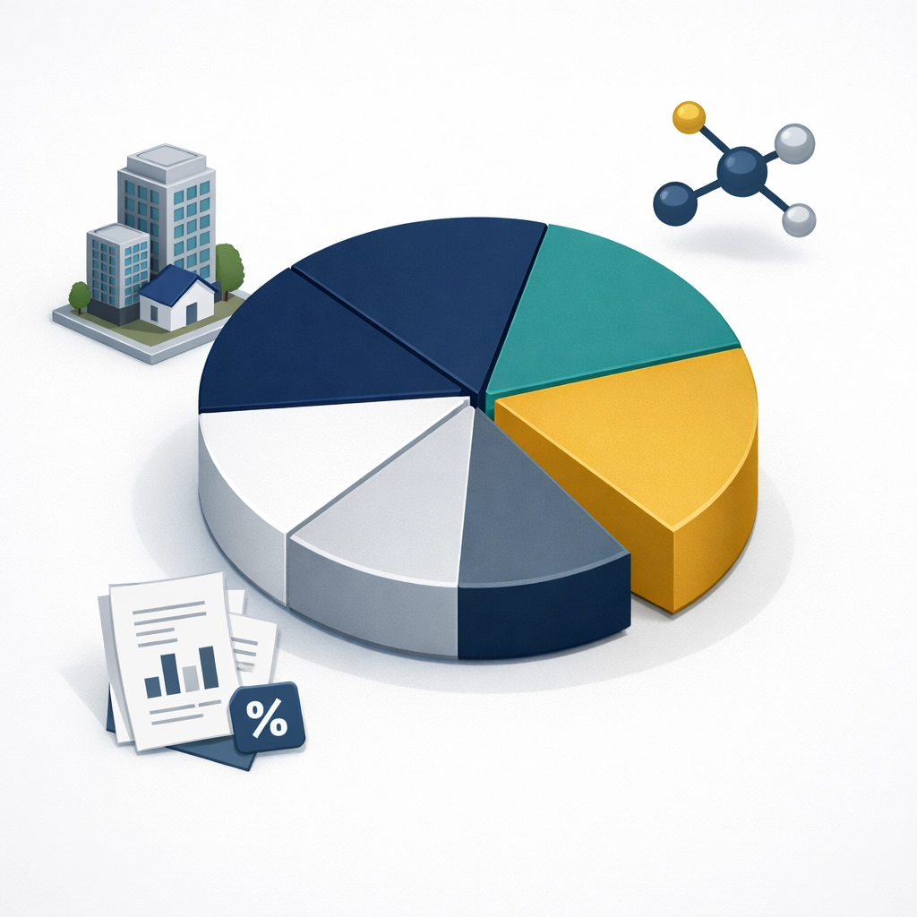 Portfolio allocation pie chart showing diversified mix of traditional and crypto assets