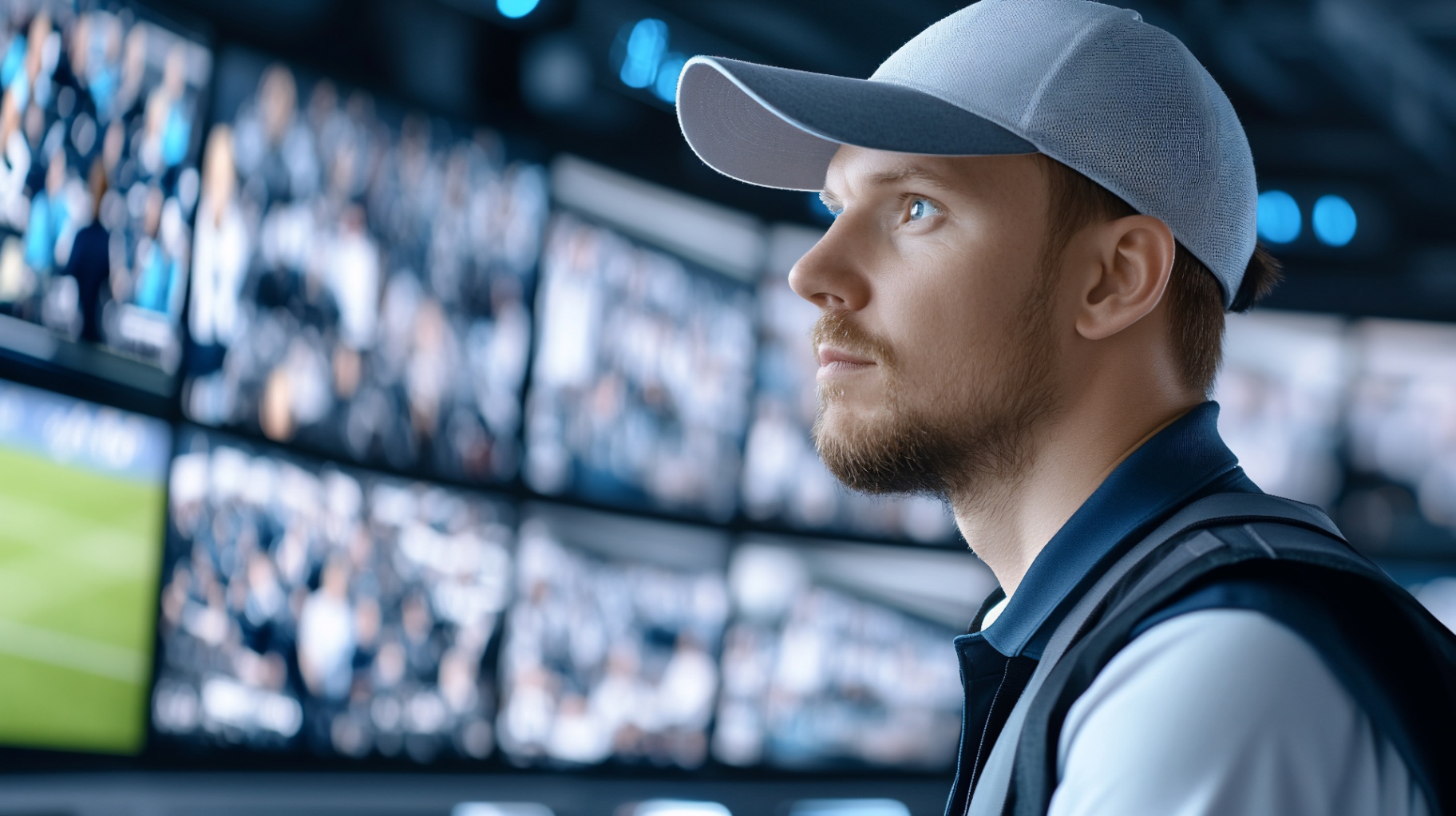 Security professional in control room