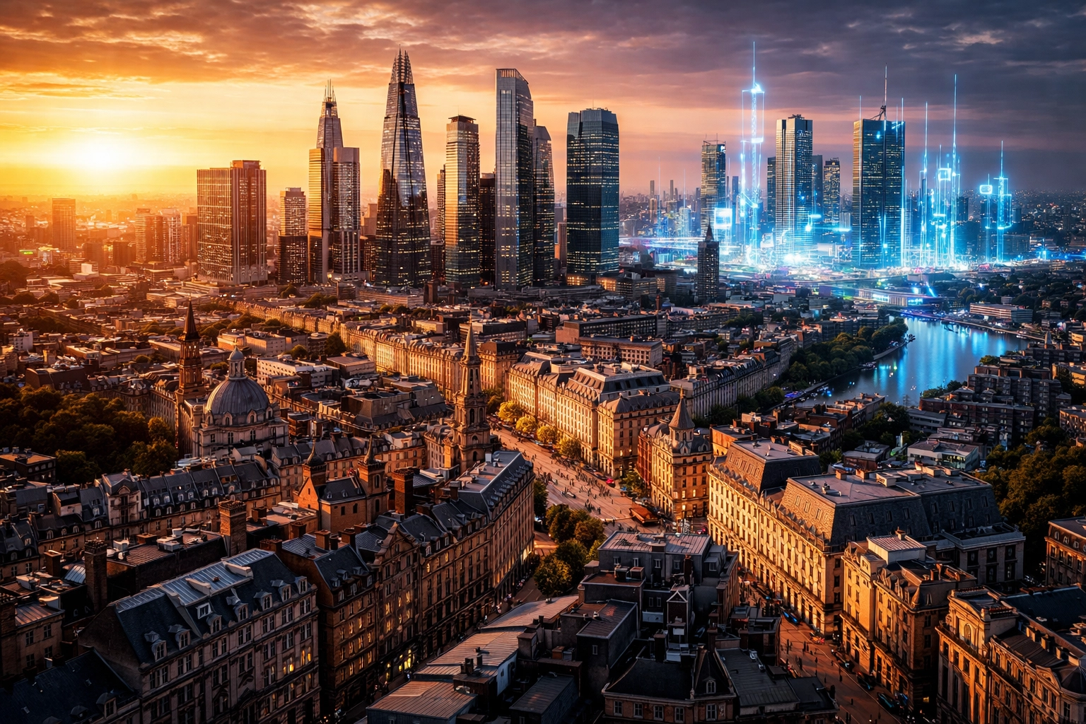 Cityscape evolving from traditional to modern architecture symbolizing investment diversification beyond conventional assets