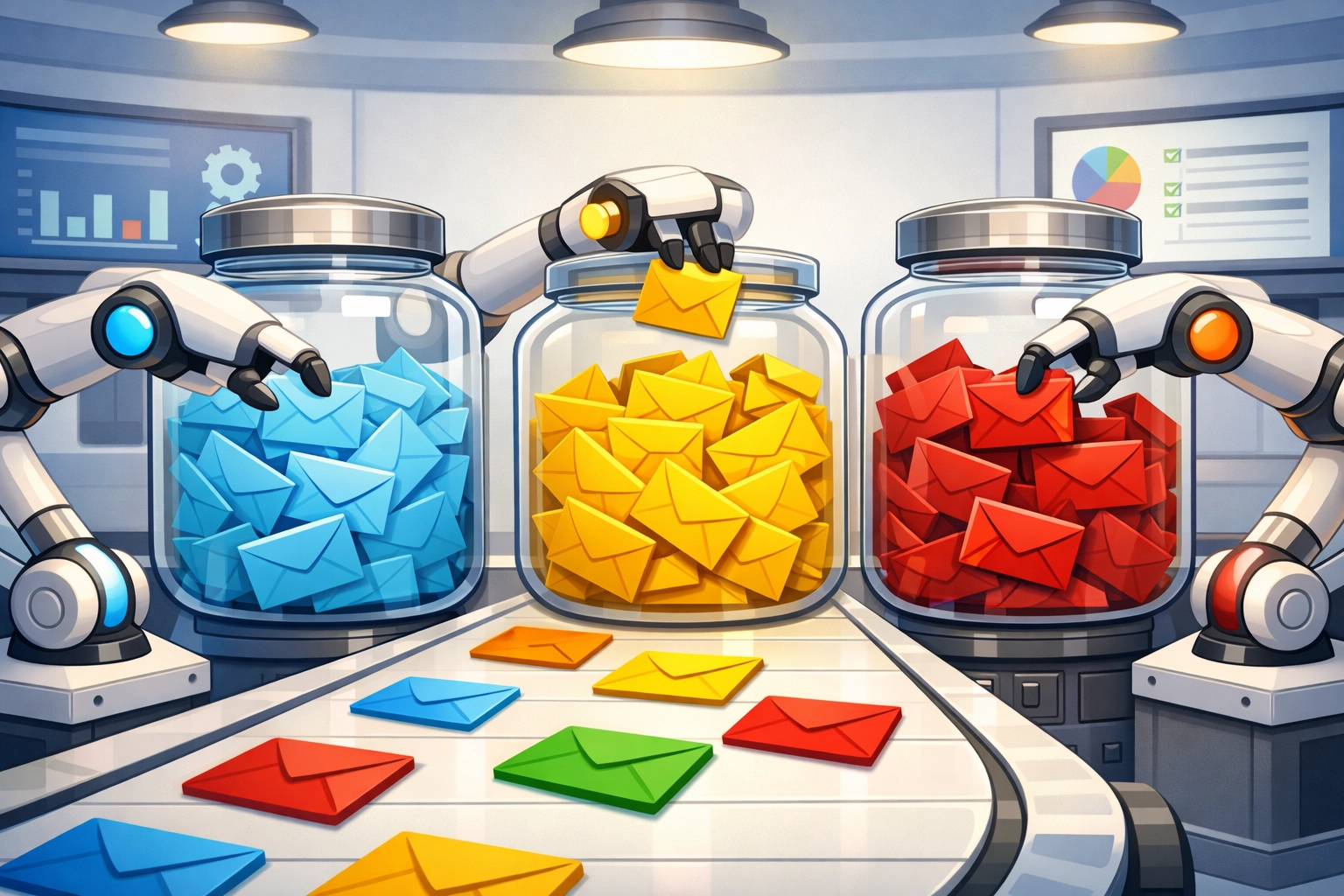 A sorting station representing lead segmentation into different customer stages for better conversion.