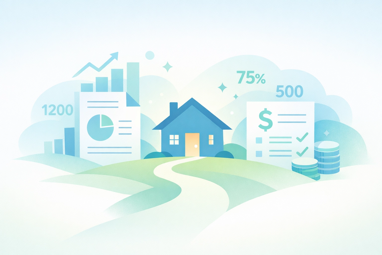 Camino hacia casa propia con documentos financieros y mejora de crédito para comprar