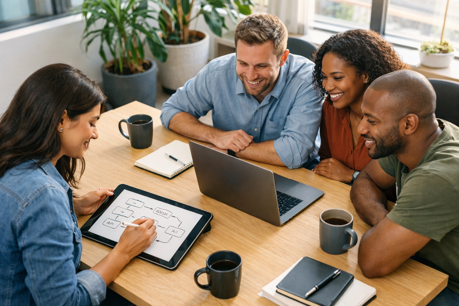 IT team collaborating on a ServiceNow ITOM and ITAM blueprint to maximize license savings.