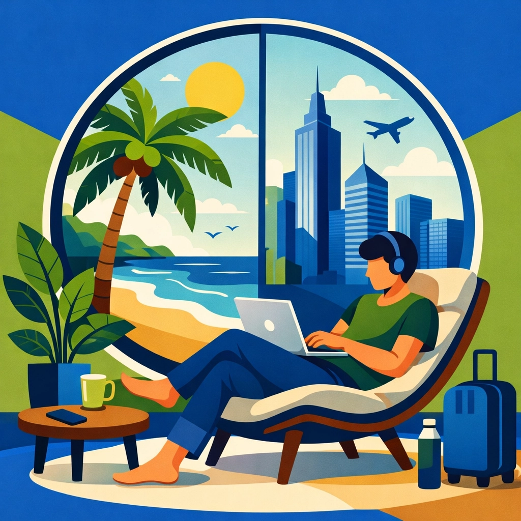 Person using a laptop to manage taxes from anywhere, illustrating the convenience of remote concierge tax services.