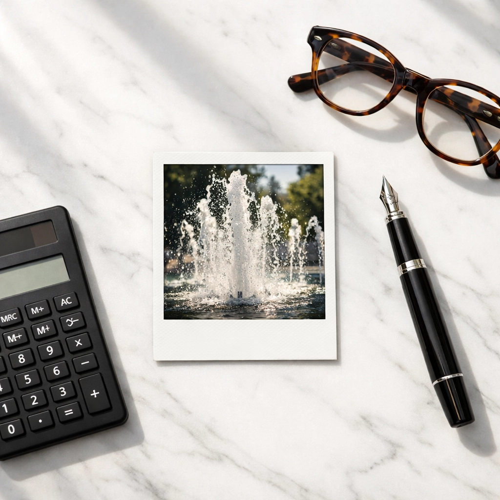 Polaroid on a desk symbolizing a small business bank balance as a snapshot in time.