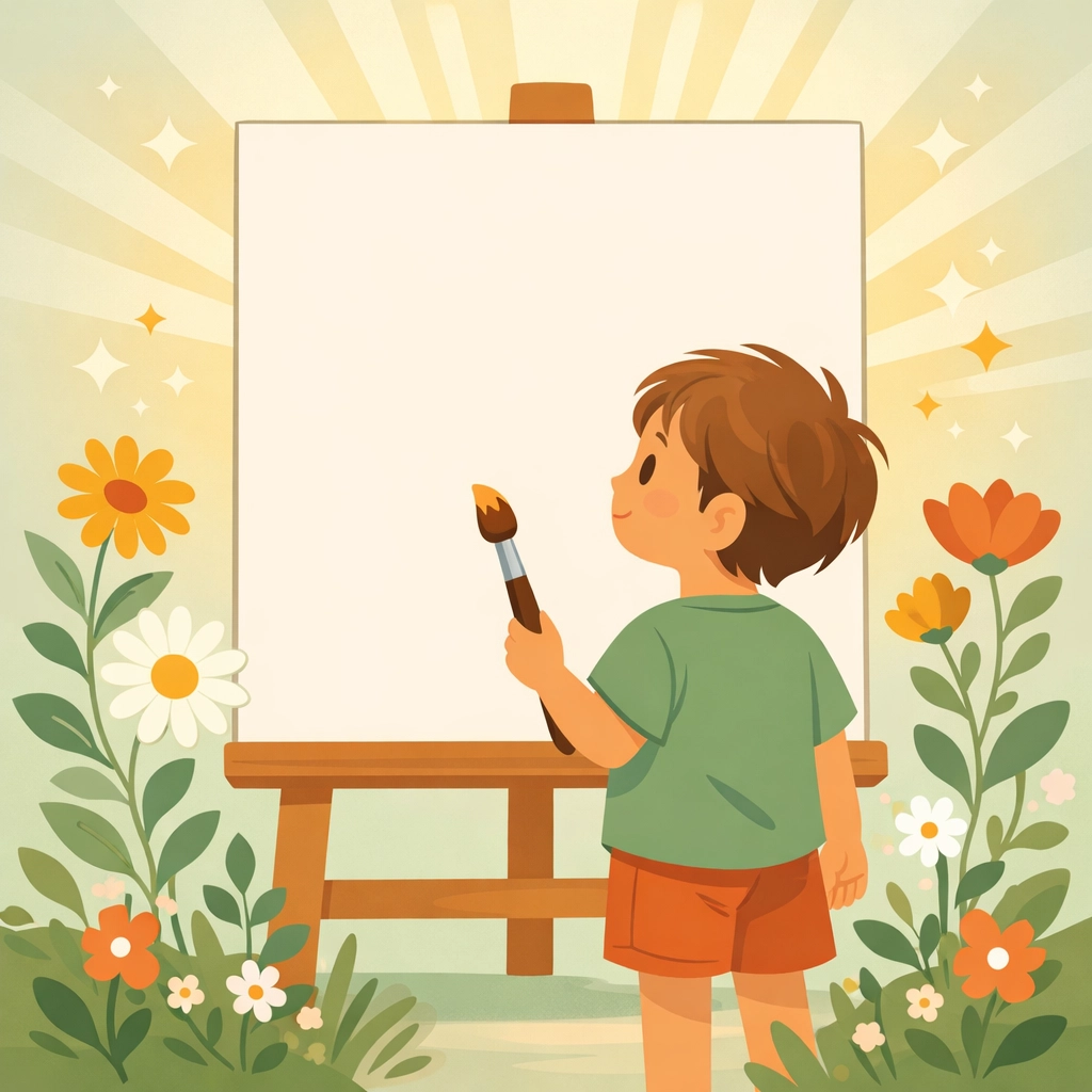 Child with a paintbrush symbolizing their God-given potential and growth through faith-based ABA therapy.