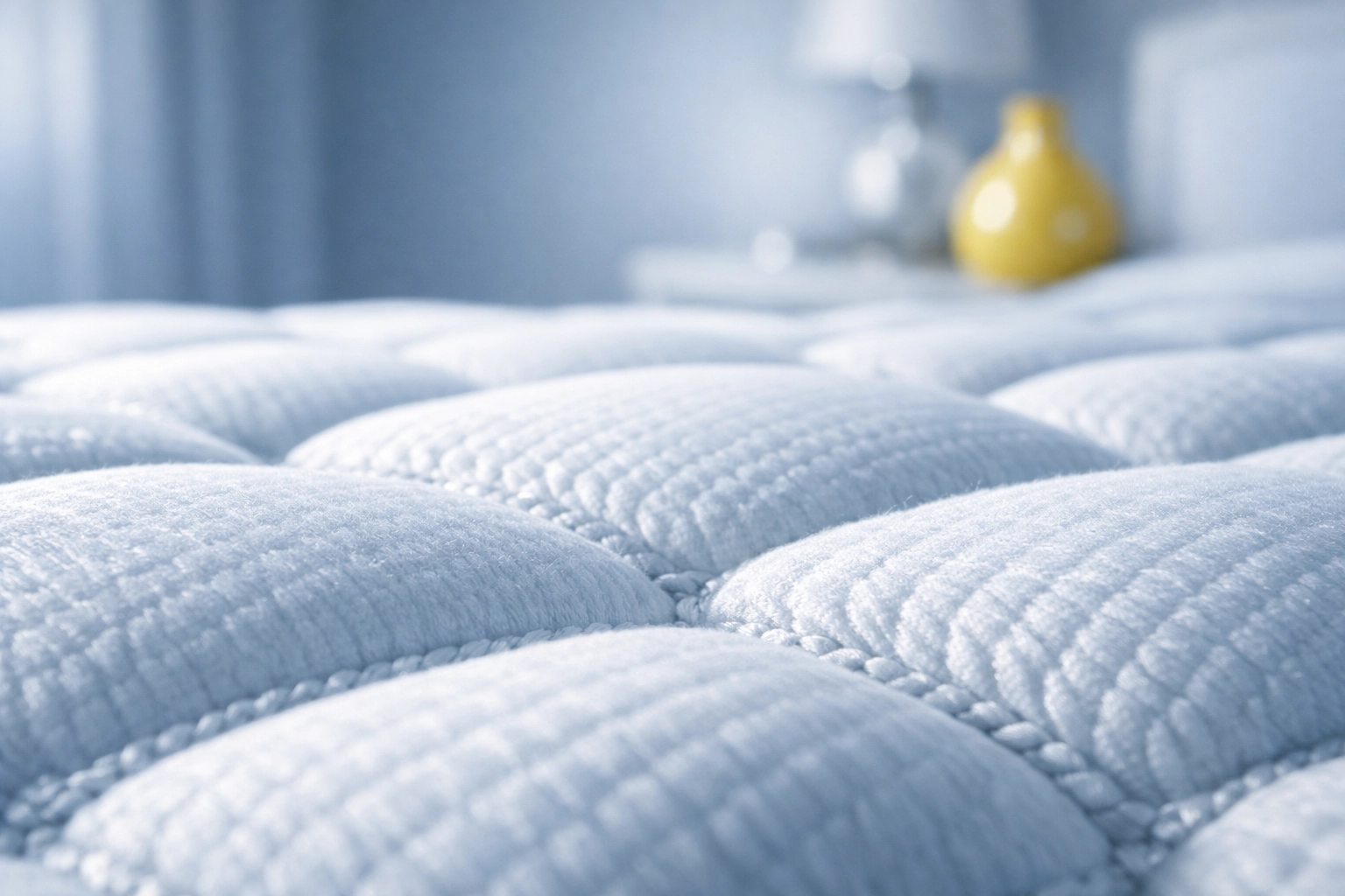 Close-up of a clean quilted mattress surface representing deep cleaning and allergen removal.
